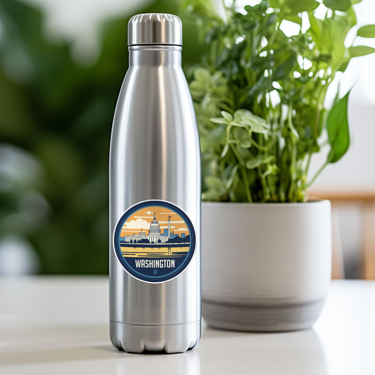 Washington City Sticker - Waterproof Vinyl Decal for Car Bumper, Laptop, Water Bottle, Wall, and Window, Size - 5'' Longer Side
