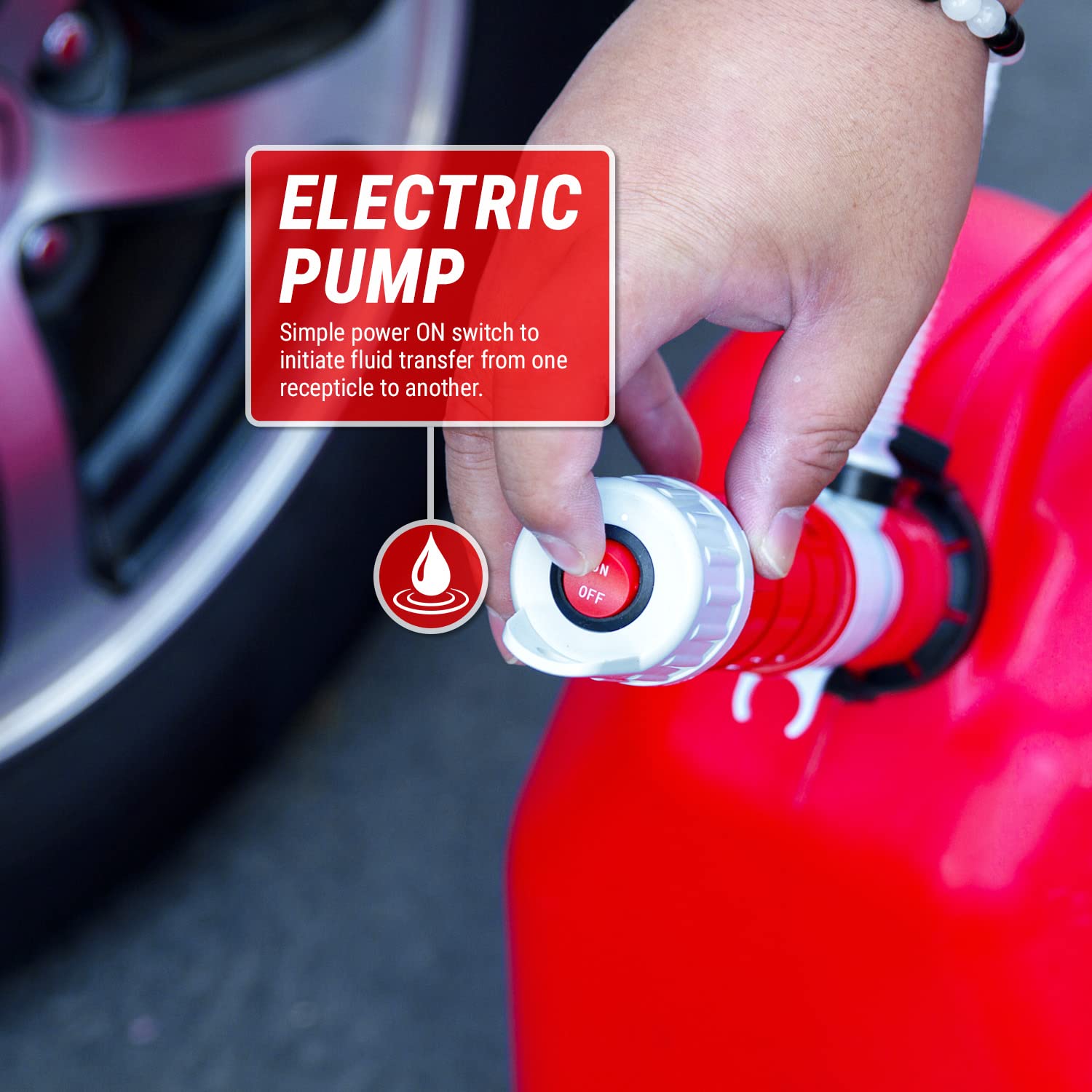 TERA PUMP Portable Fuel Transfer Pump, 3X More Powerful D Battery Operated, Powerful Suction with Ergonomic Nozzle, No Heavy Lif