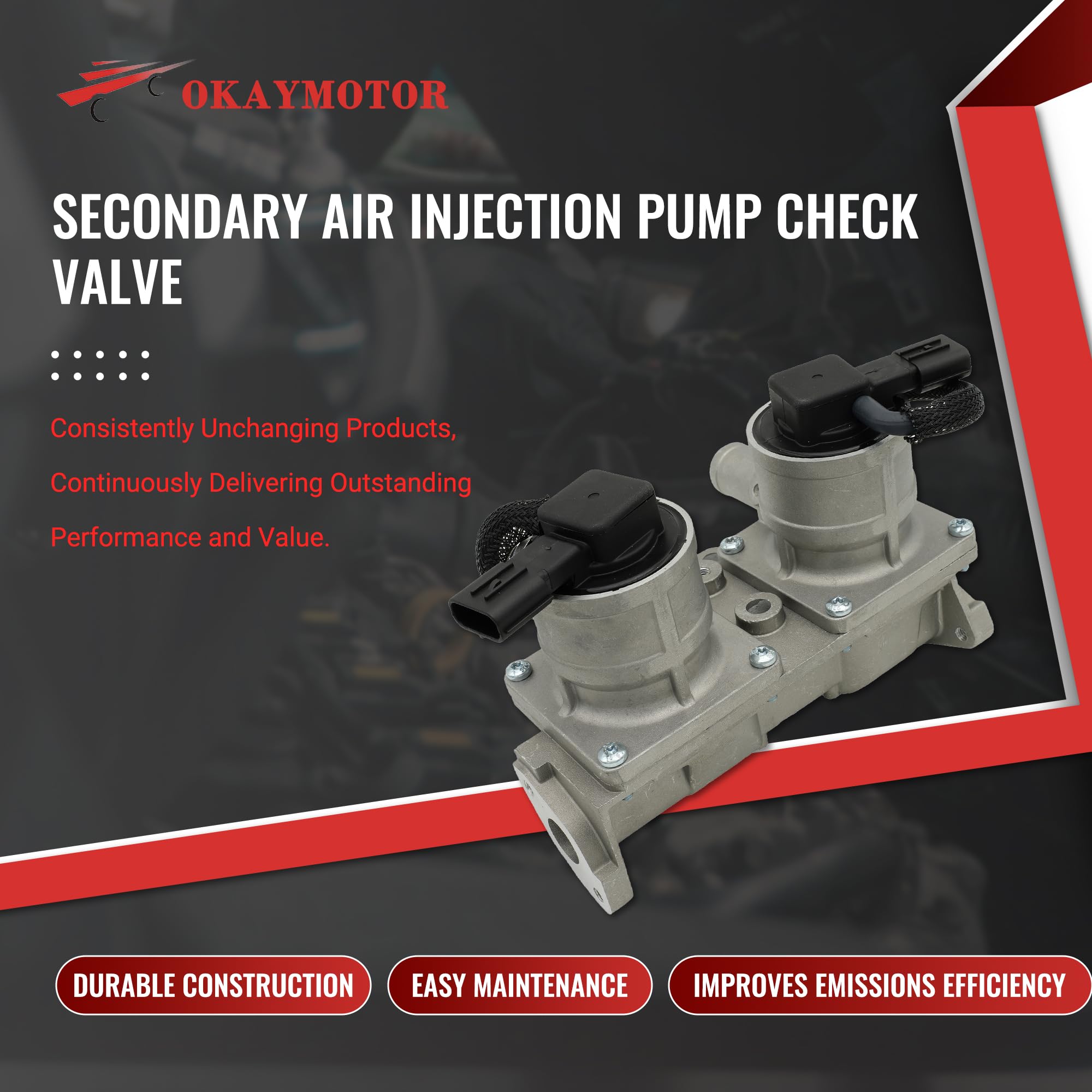 Okay Motor Secondary Air Injection Pump Check Valve For 2007-2021 Toyota Tundra Land Cruiser Sequoia Lx570 5.7L 911-643 25701-38