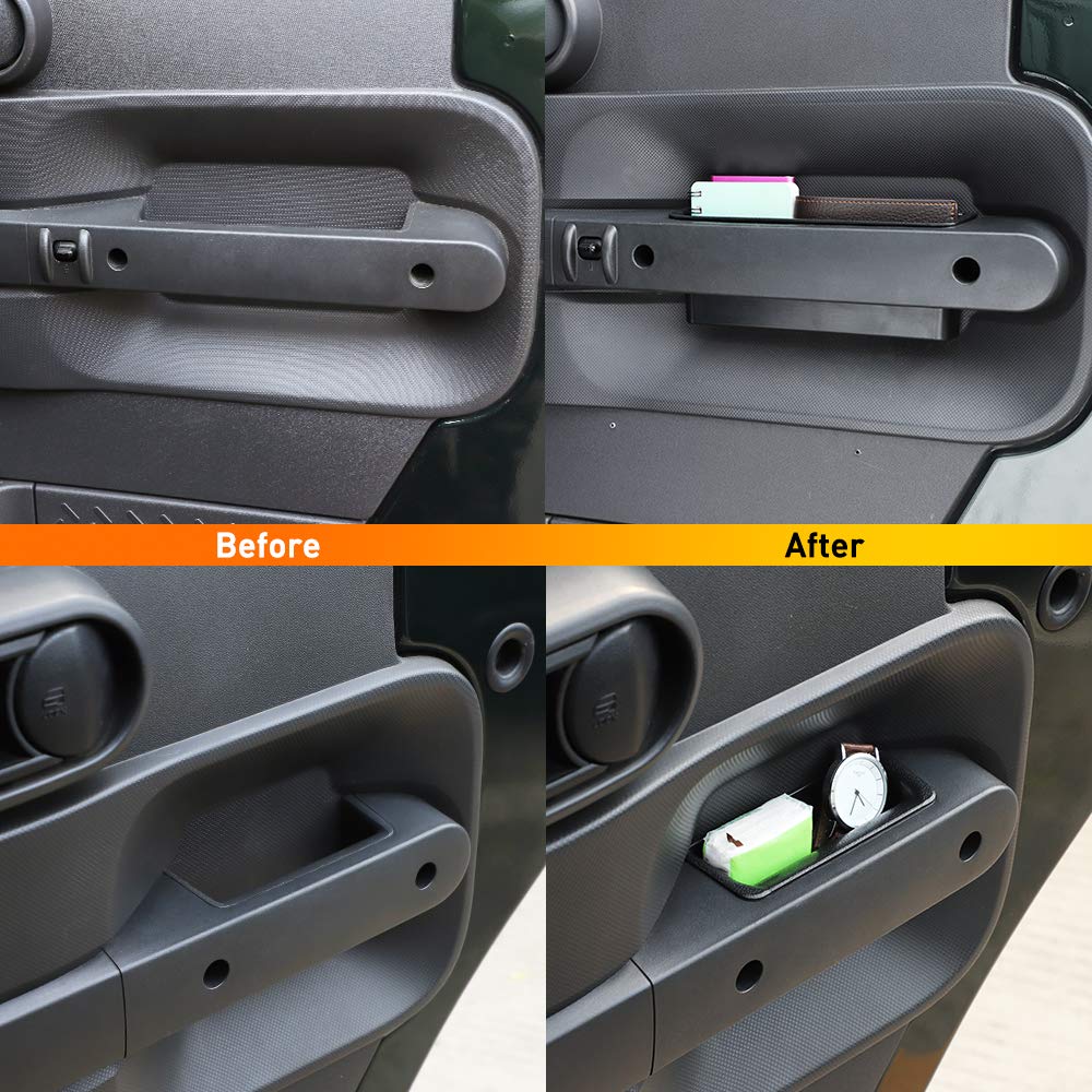 Savadicar Door Side Storage Organizer Grab Handle Box For 2007 2008 2009 2010 Jeep Wrangler Jk Jku, Interior Accessories, Black