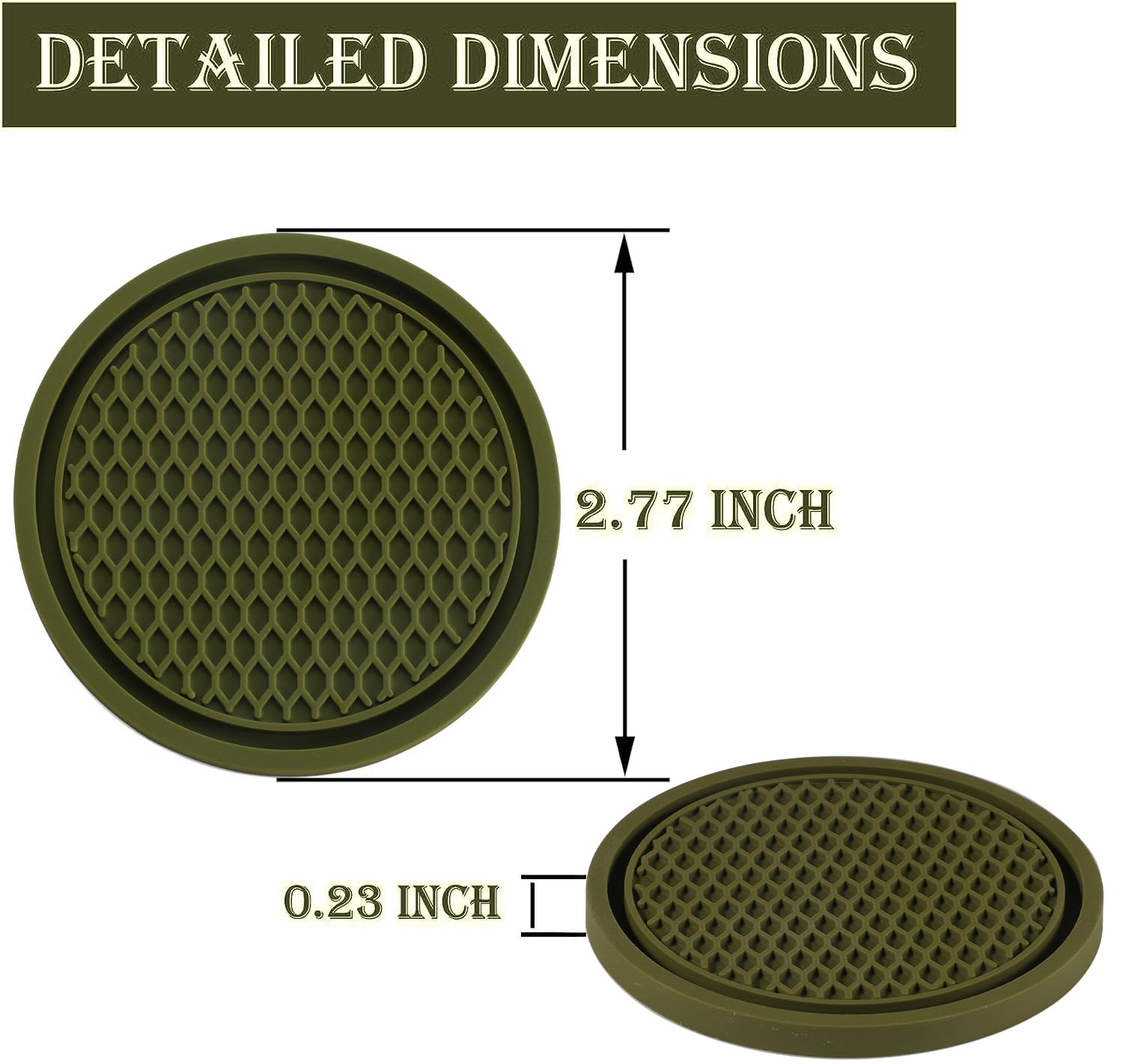 Singaro Car Cup Coaster, 4Pcs Universal Non-Slip Cup Holders Embedded In Ornaments Coaster, Car Interior Accessories, Olive Gree