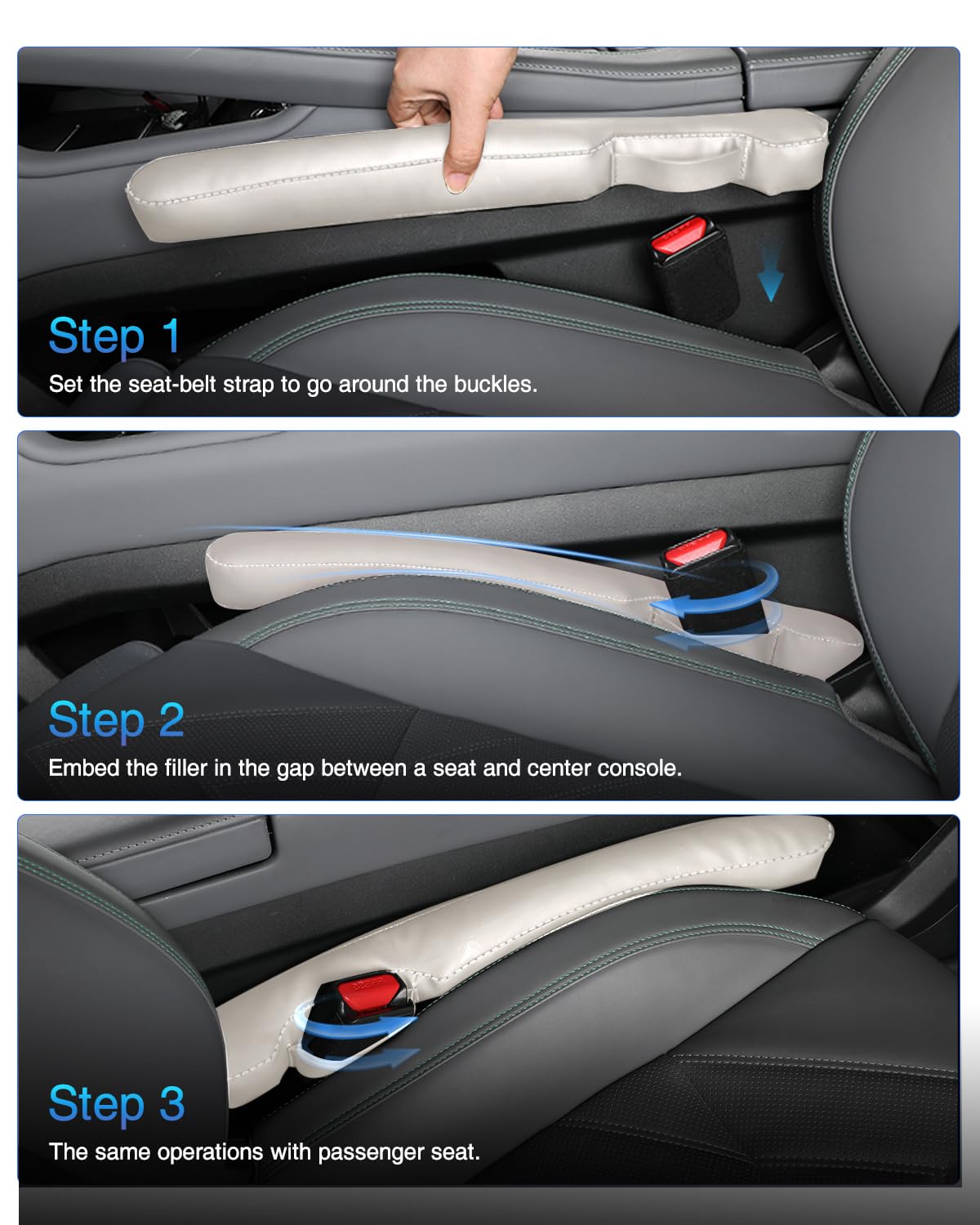 Homaupt Leather Car Seat Gap Filler Universal For Car Truck Suv To Block The Gap Between Seat And Console Stop Things From Dropp