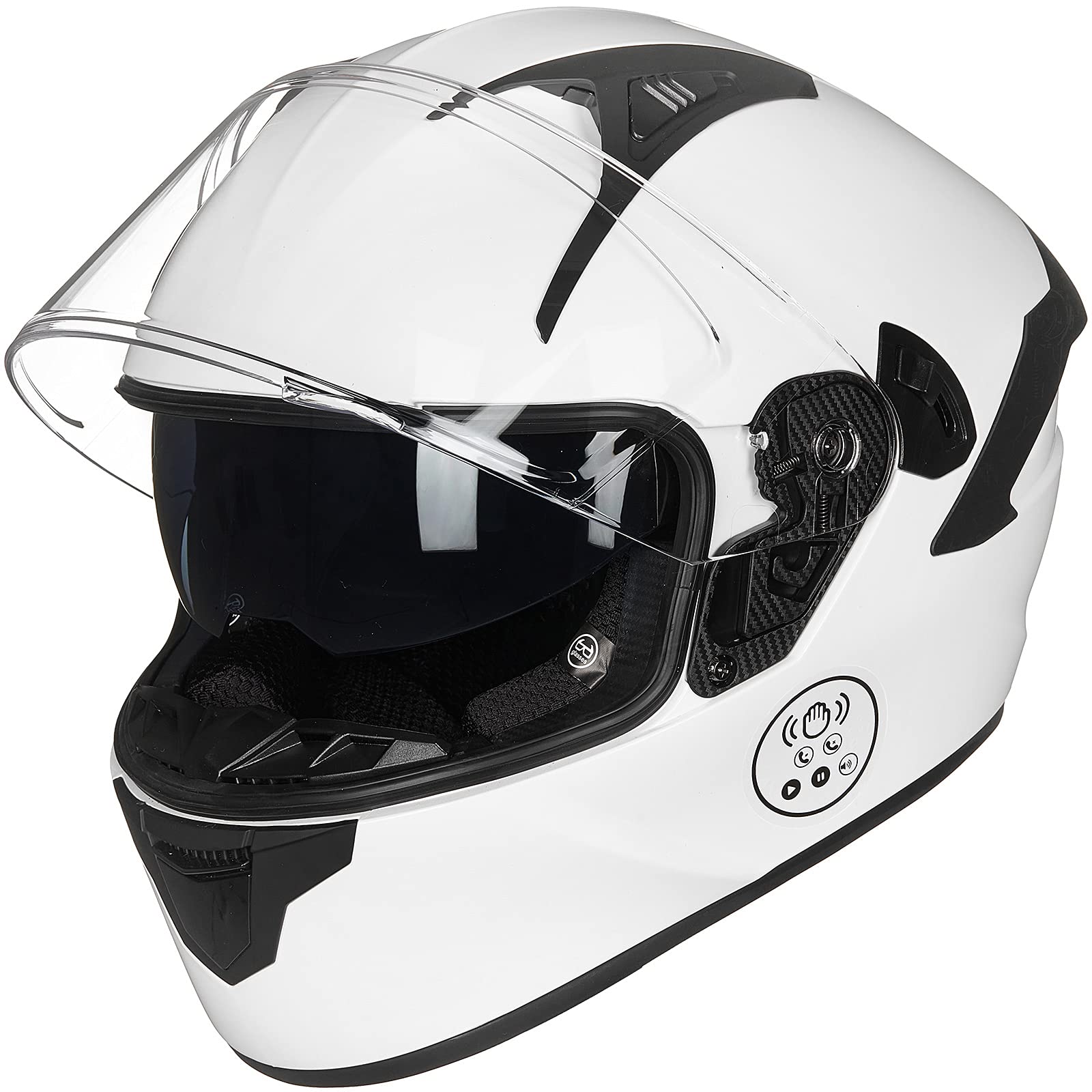 ILM Motorcycle Helmets with Built in Bluetooth Full Face Casco para Moto Dual Visor for Adults Men Women DOT Model-X9(White,XL)
