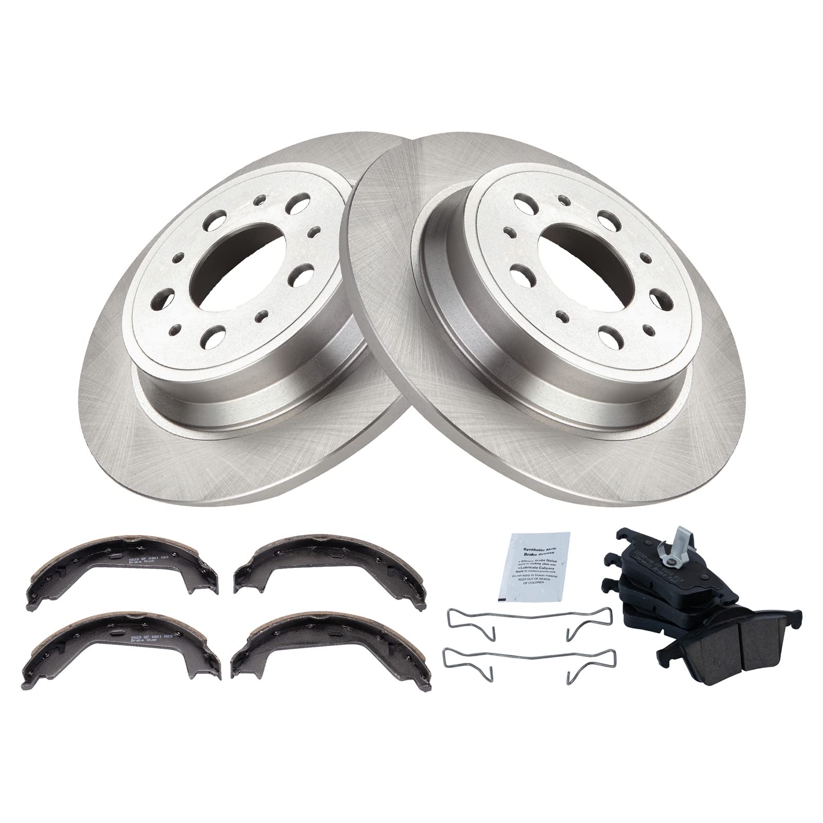 Trq Rear Brake Pad & Rotor Kit Brake Pads Brake Rotor Parking Brake Shoe Set Ceramic Compatible With 2009 Volvo S60 1999-2006 S8