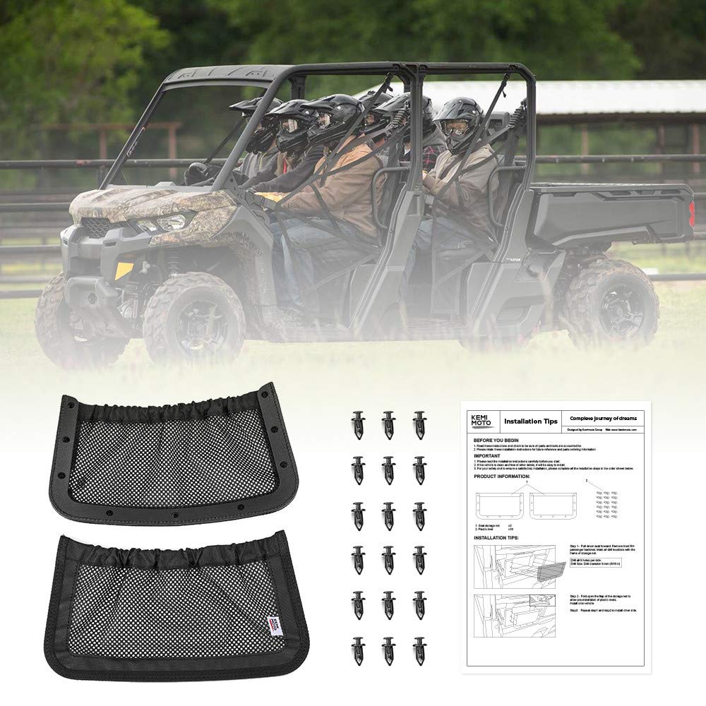 Kemimoto Utv Rear Backrest Storage Nets Compatible With Can Am Defender Max Replacement New Oem #715003019 Black (Sold In Pairs)