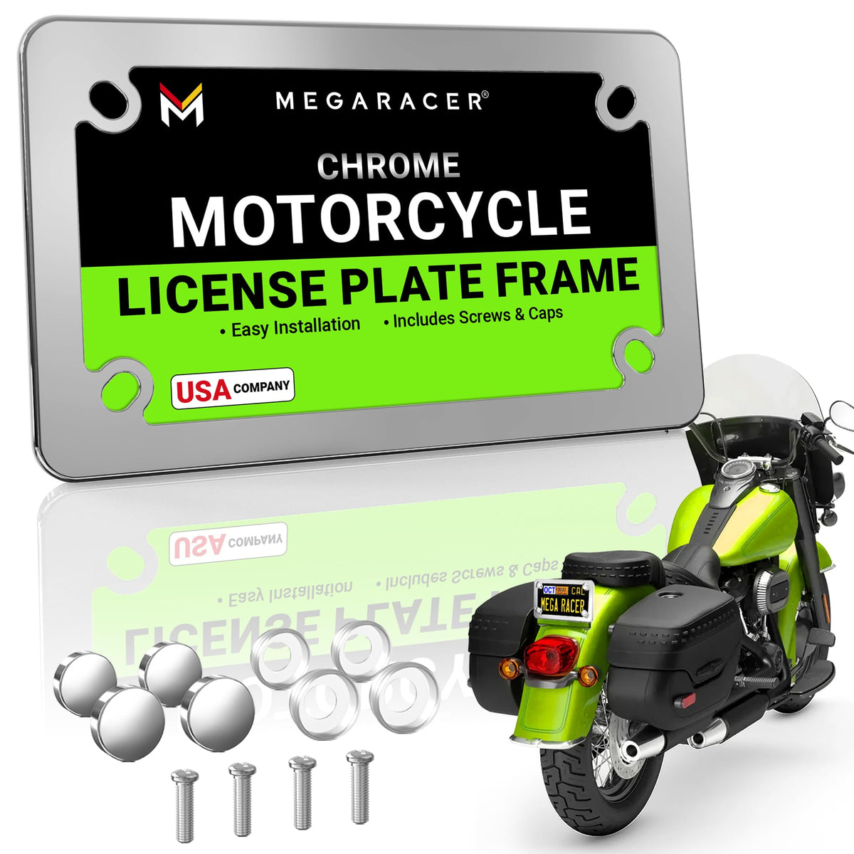 Silver Chrome Motorcycle License Plate Frame | Motorcycle Plate Frame | Motorcycle License Plate Holder | Motorcycle Tag Frame |