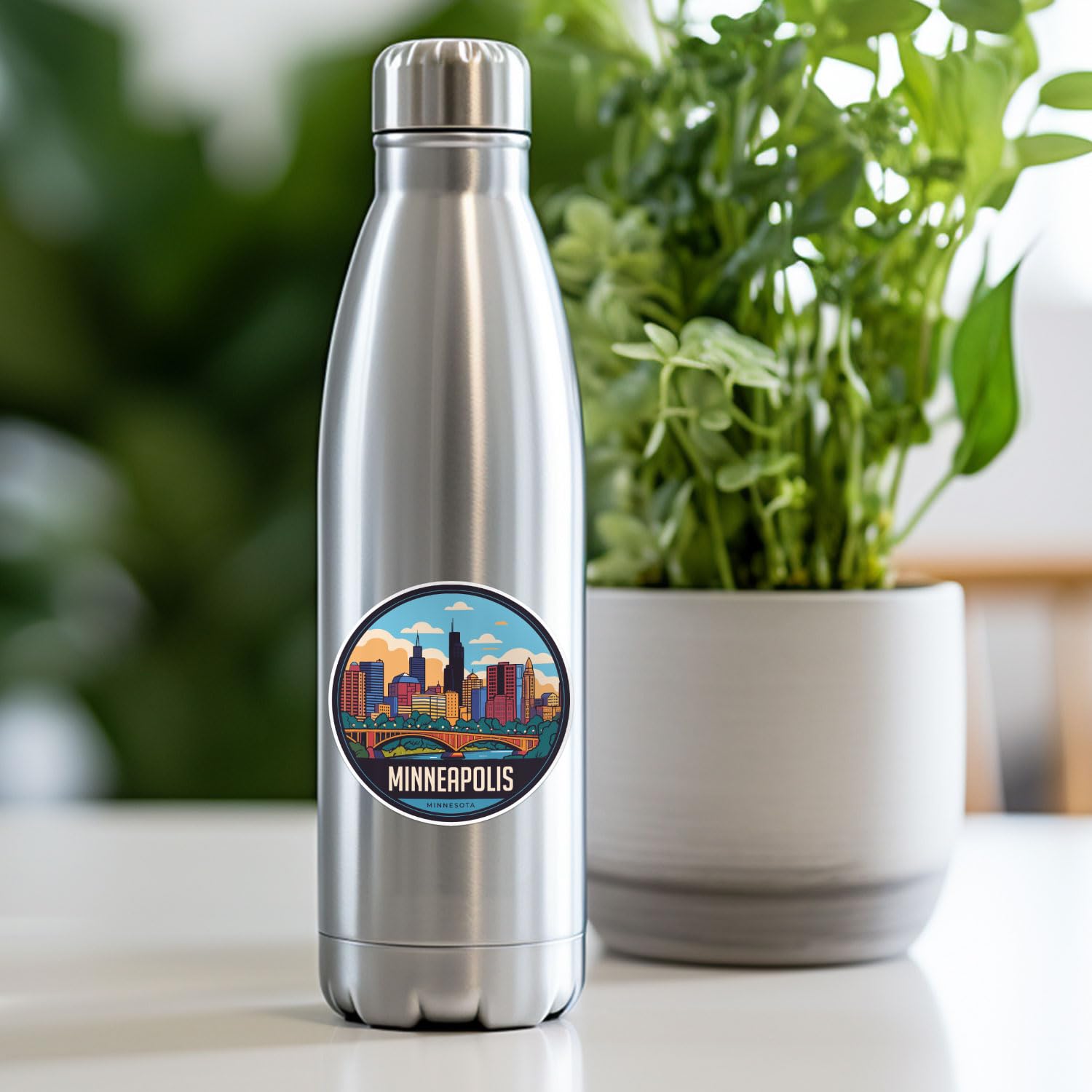 Minneapolis City Sticker - Waterproof Vinyl Decal for Car Bumper, Laptop, Water Bottle, Wall, and Window, Size - 5'' Longer Side