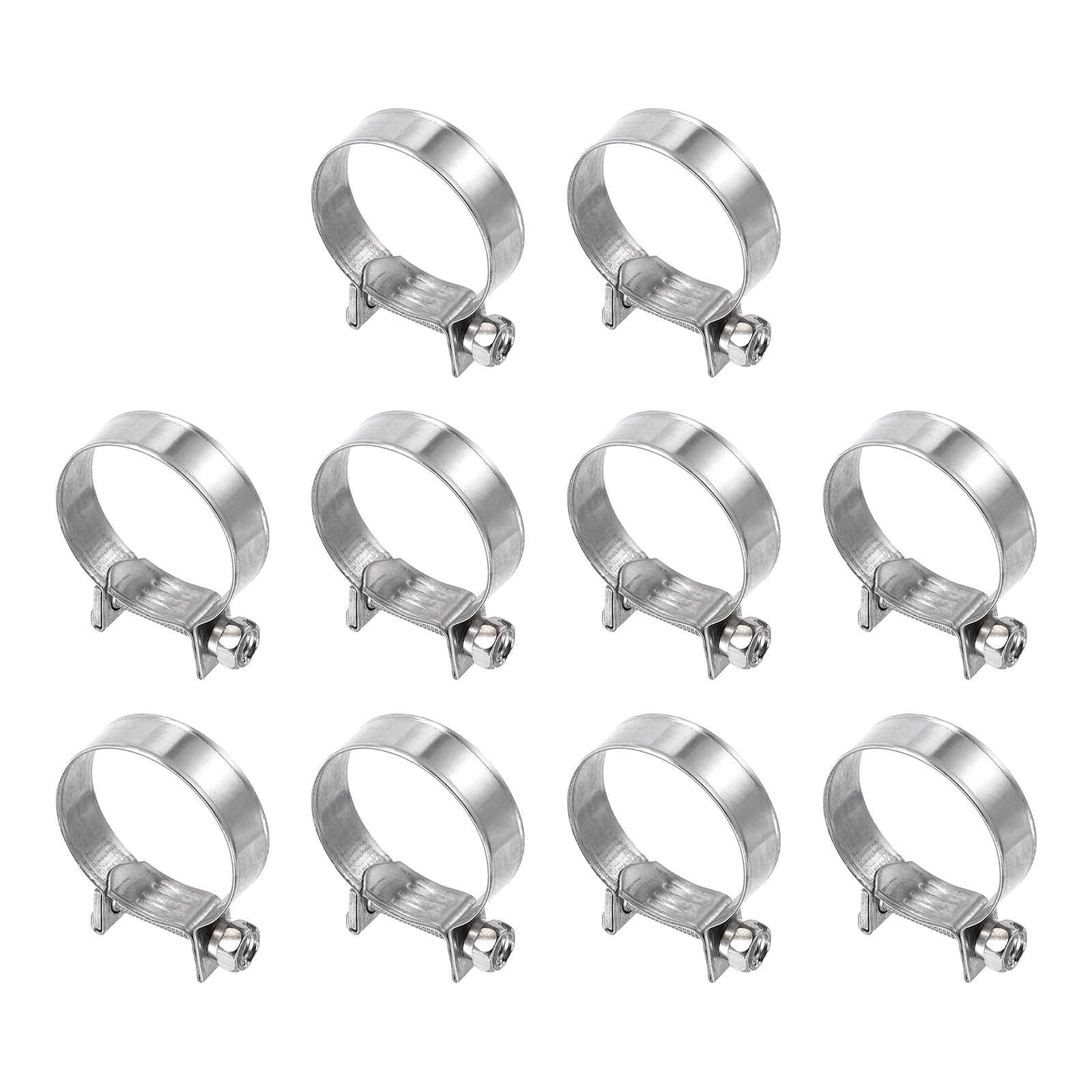 HARFINGTON 10pcs Fuel Injection Hose Clamp 26-28mm Adjustable 304 Stainless Steel Mini Gas Line Hose Clamp for Automotive Agricu