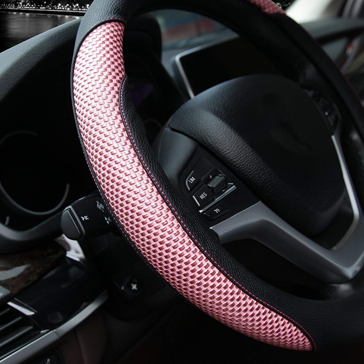 Valleycomfy Steering Wheel Cover With Microfiber Leather For Car Truck Suv 15 Inch (Pink)