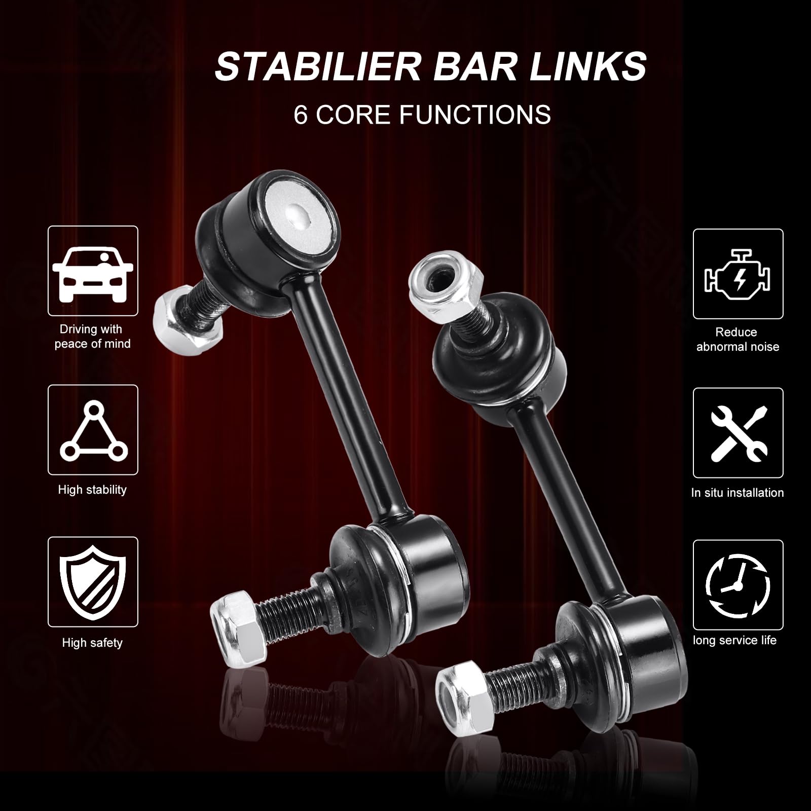 K80369 K80370 Sway Bar Links - Rear Stabilizer Bar End Links Compatible With 2002-2006 Honda Cr-V 4Wd & Fwd Replace# 52321S9A003