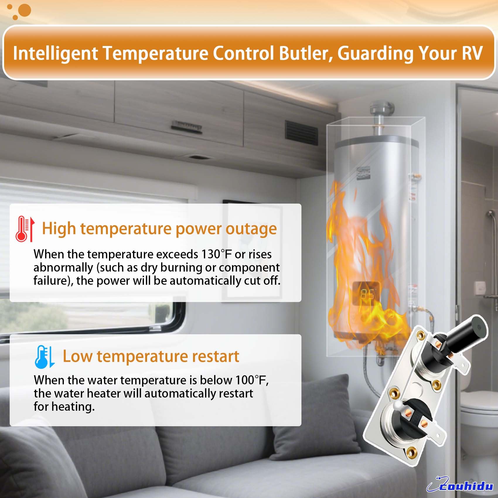 Upgraded 232306 RV Water Heater Thermostat Switch for Suburban SW Series RV Water Heater SW6DE SW6DEL SW10DE SW10DEL SW12DE SW12