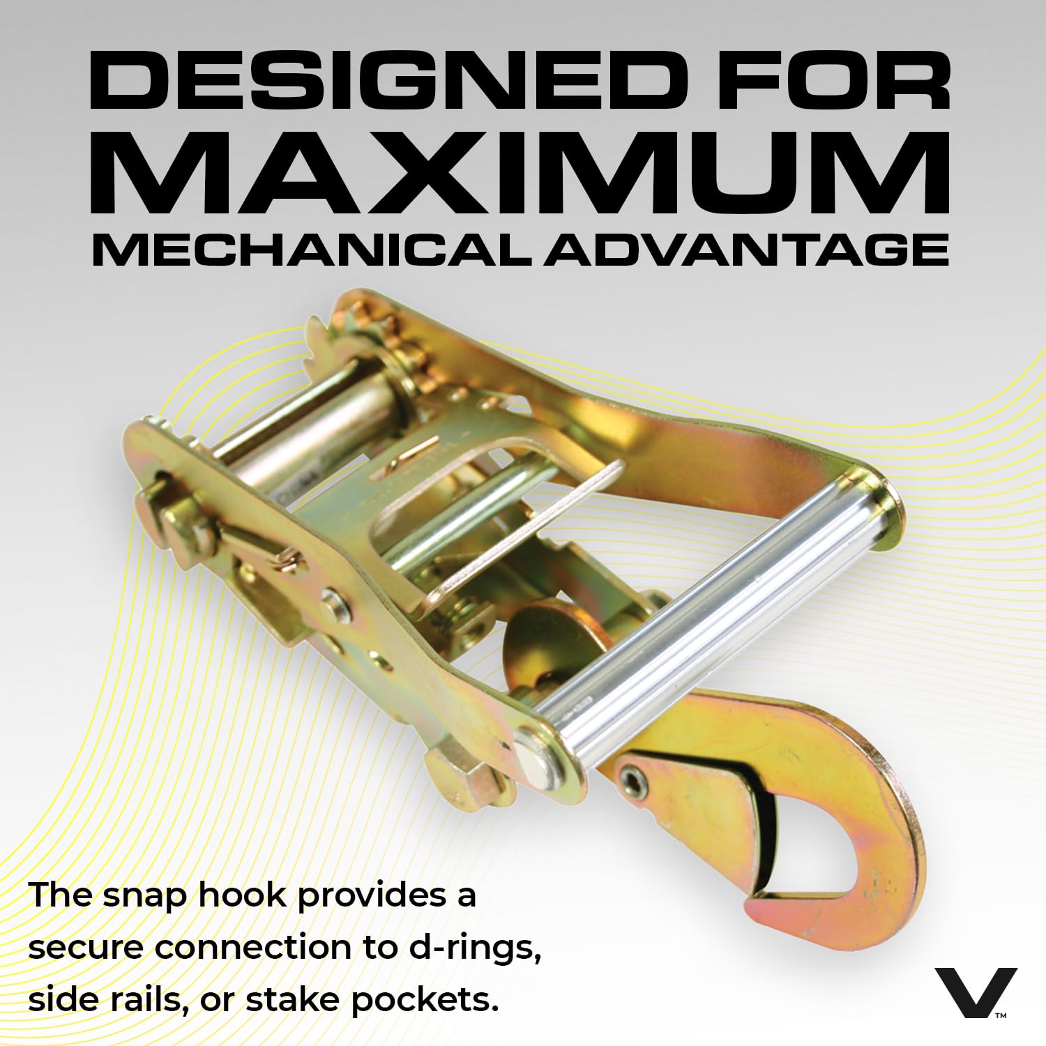 Vulcan Car Tie Down With Snap Hooks - Lasso Style - 2 Inch X 96 Inch - 4 Pack - Classic Yellow - 3,300 Pound Safe Working Load