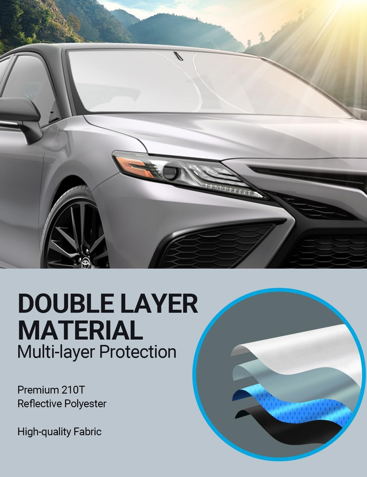 Proadsy Front Windshield Sun Shade Foldable Sunshade Protector Custom Fit 2018-2024 2025 Camry Le Xle Hybrid Se Xse Sedan Accessories 2025 Upgrade