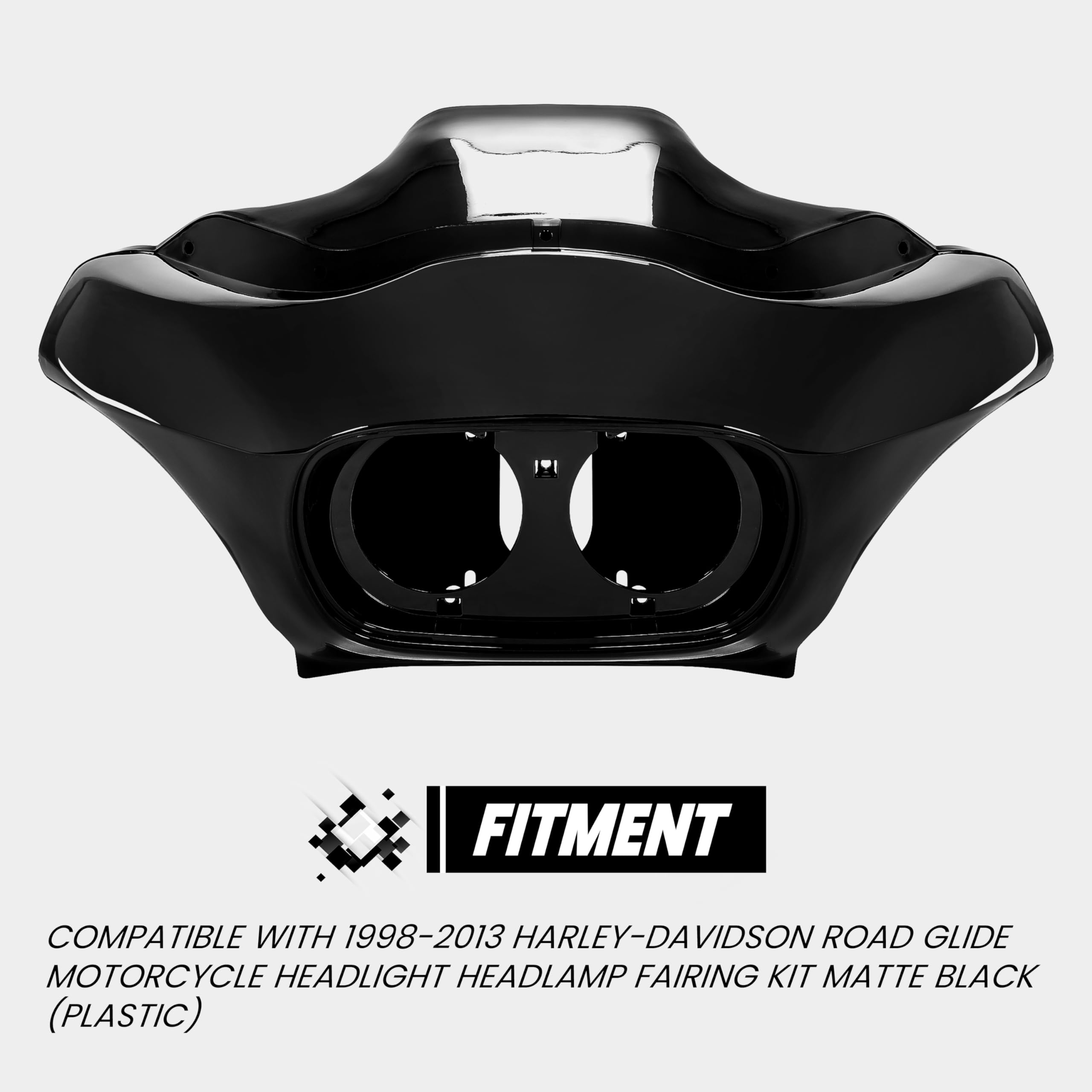 HECASA Glossy Black Batwing Inner & Outer Fairing Kit Compatible with 1998-2013 Harley-Davidson Road Glide CVO EFI FLTRI Motorcy