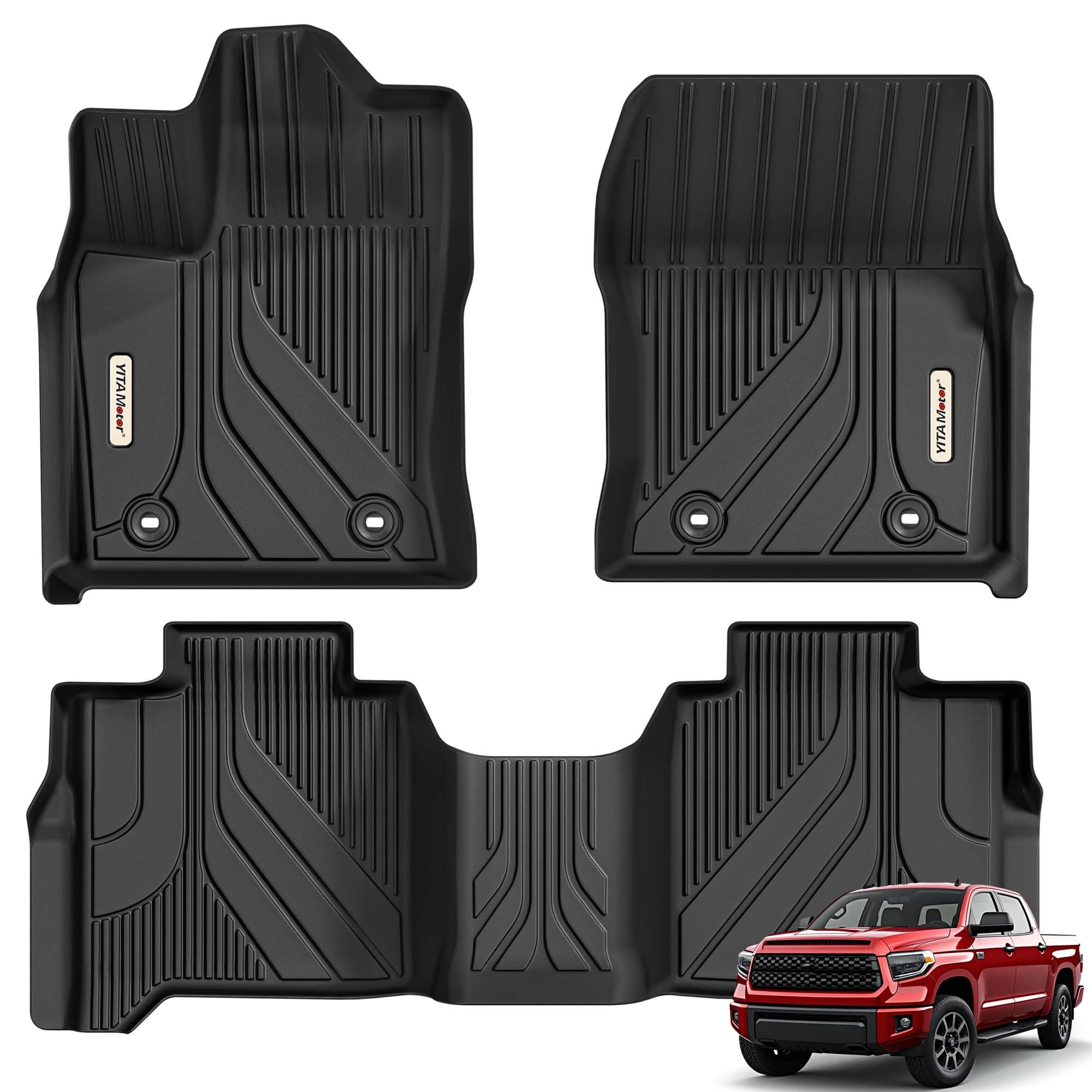 Yitamotor Floor Mats Fit For Toyota Tundra Crewmax Cab 2022-2025, Custom Fit Tundra Car Mats, All-Weather Tpe Front And Rear Row