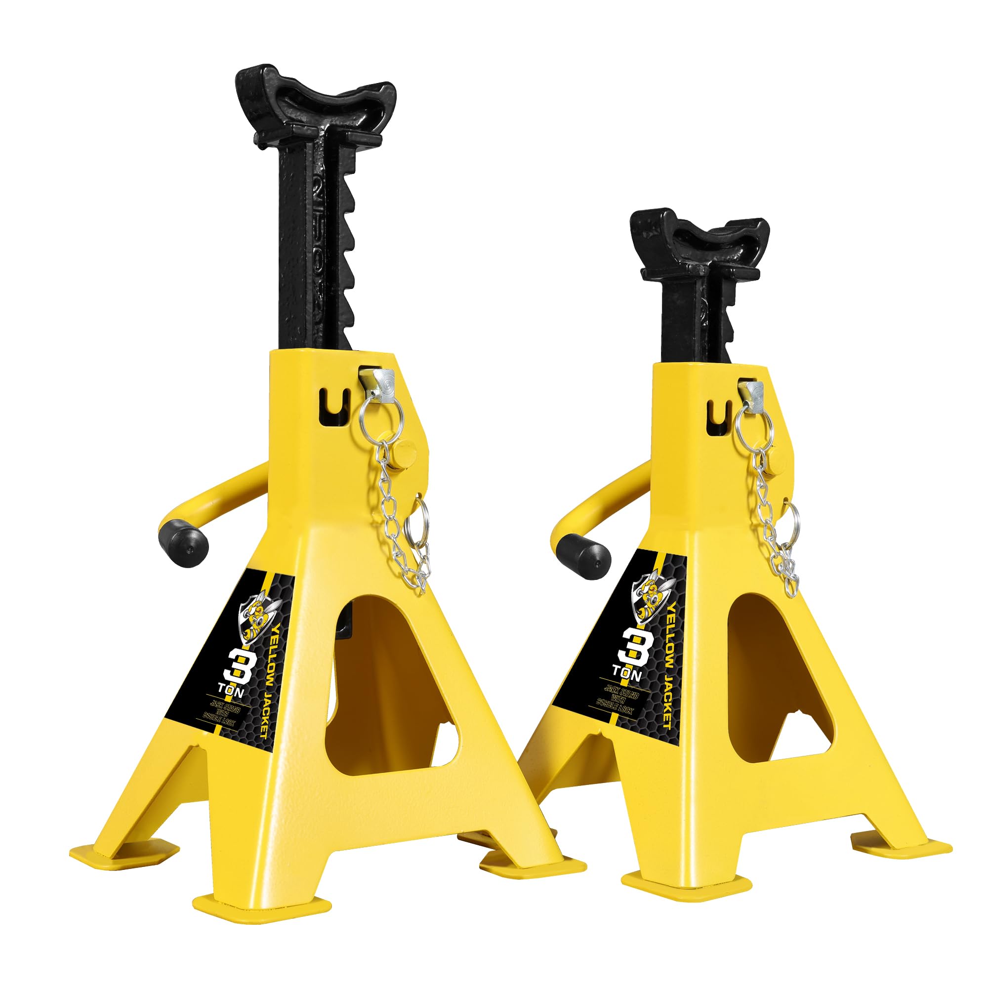 YELLOW JACKET Car Jack Stands 3 Ton with Double Locking and Large Foot Base for Lifting SUVS, Heavy Duty Steel, 6600 lb Capacity