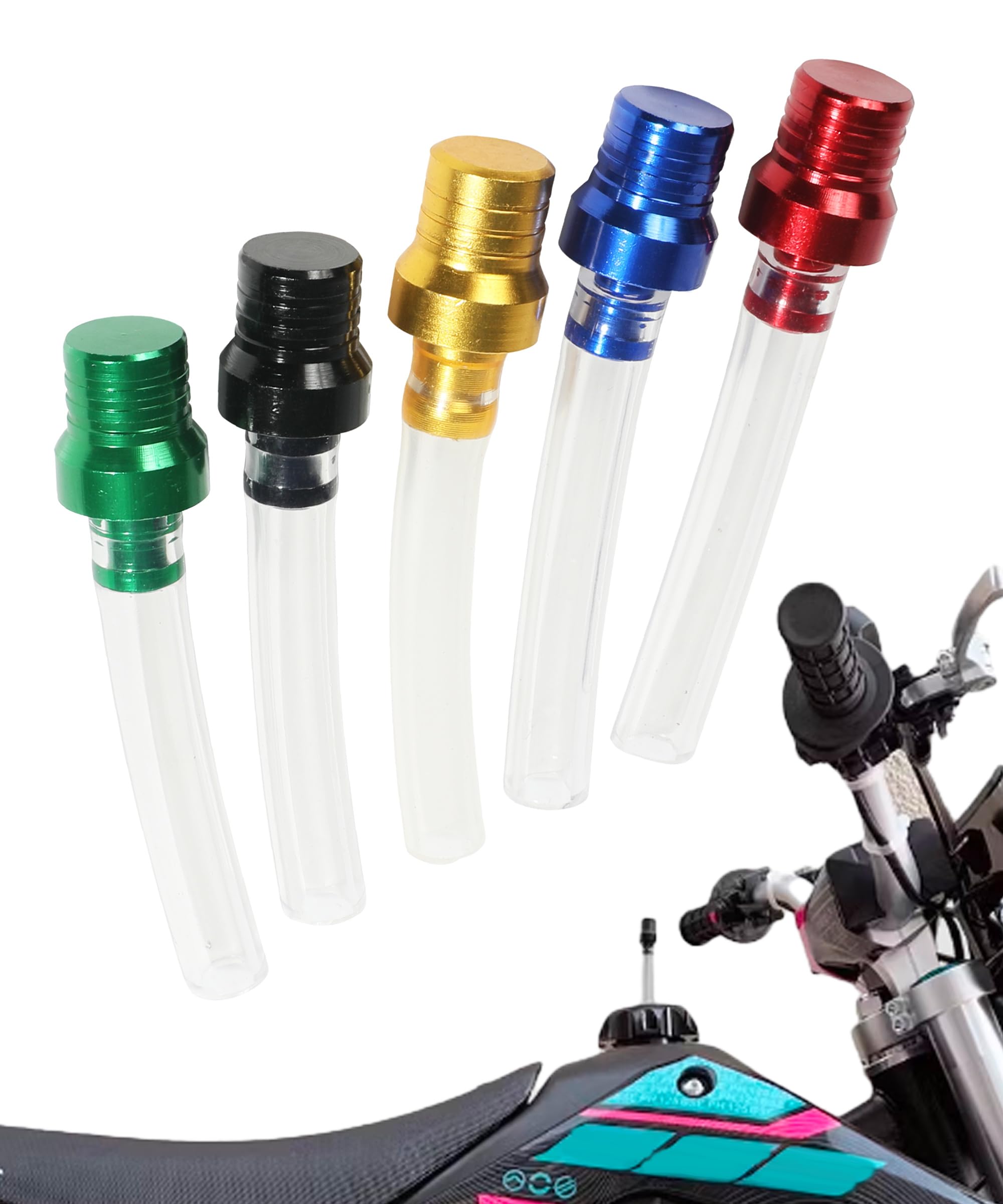 Bylikeho 5Pcs Gas Cap Vent Tube, Motorcycle Gas Cap,Car Accessories Two-Way Breather Tube Vent,Gas Fuel Tank Cap Valve Vent Hose,Fuel-Saving Breather Cap For All Off-Road Atv Dirt Pit Bike Motorcycle
