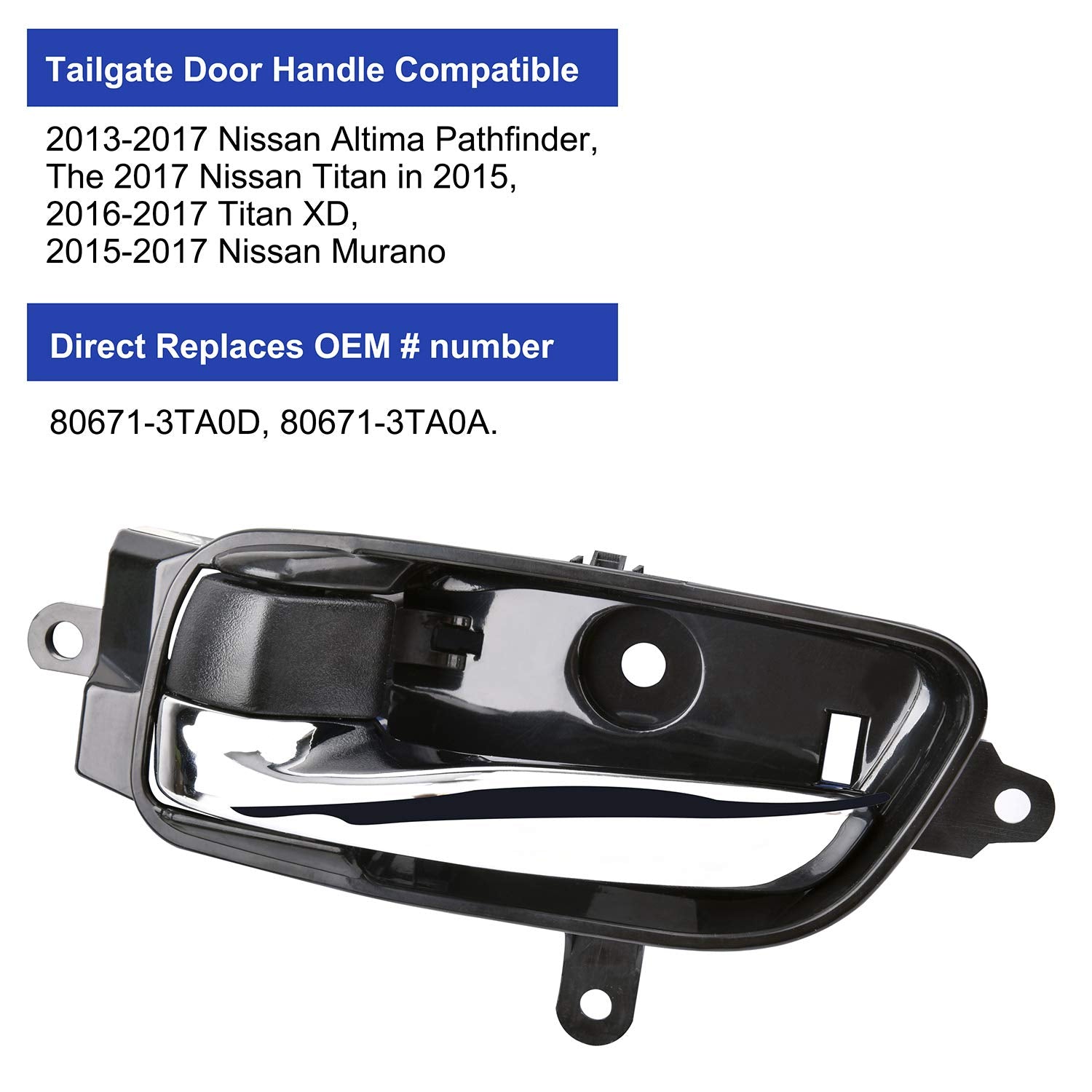 Ristow Driver Side Inside Interior Door Handle Front Rear Left With Repair Kit For 2013-2017 Nissan Altima Pathfinder, 2015-2017 Nissan Titan, 2016-2017 Titan Xd, 2015-2017 Nissan Murano