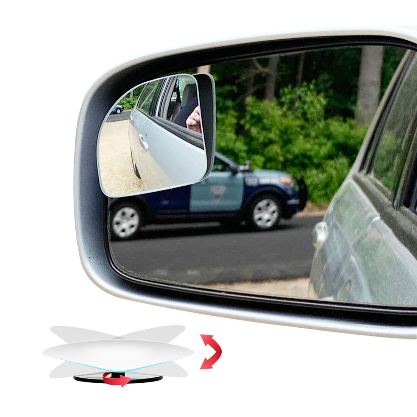 Ampper Blind Spot Mirror Fan Shaped, Hd Glass Frameless Stick On Adjustabe Few Convex Wide Angle Rear View Blind Spot Car Mirror