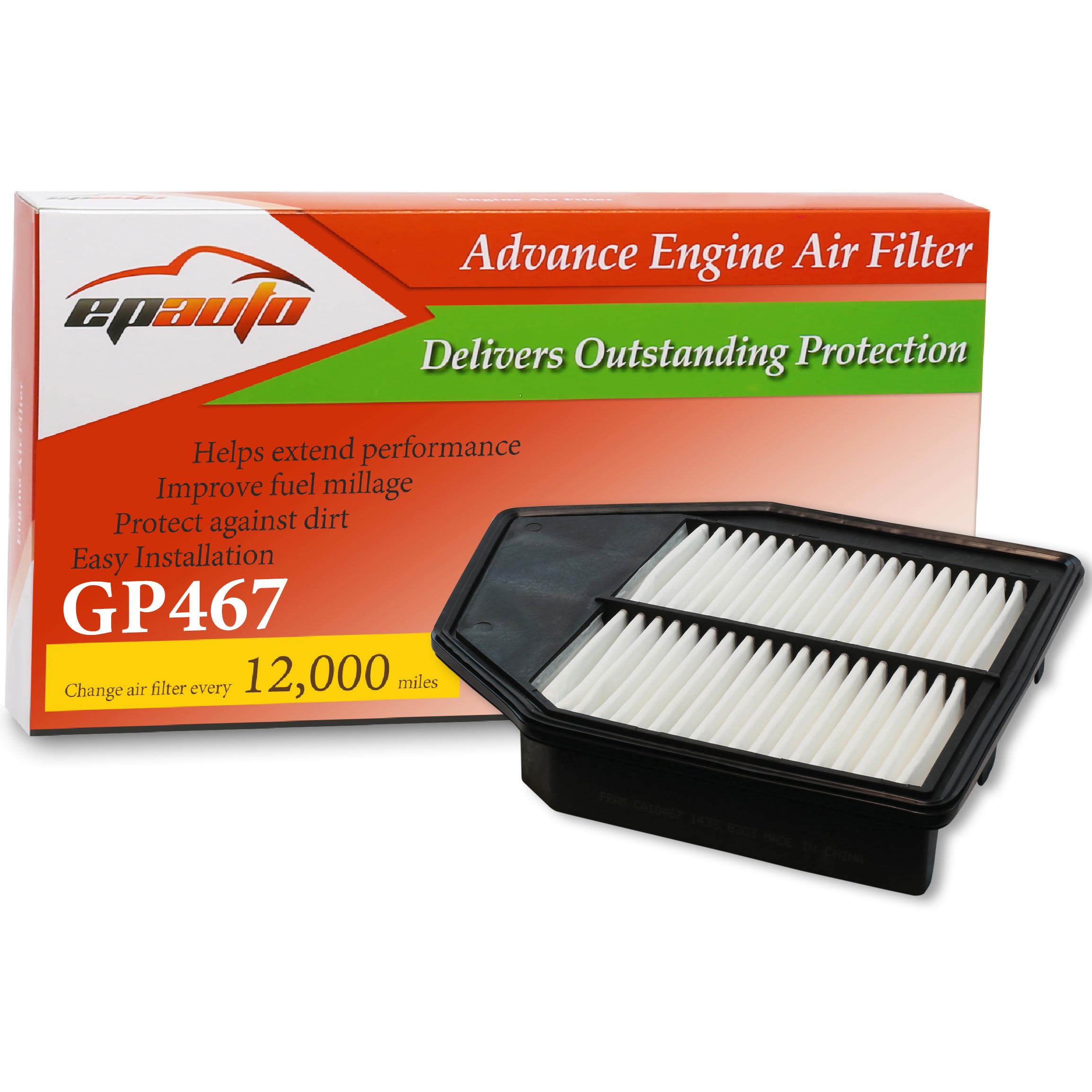 Epauto Gp467 (Ca10467) Replacement L4 Engine Extra Guard Rigid Panel Engine Air Filter