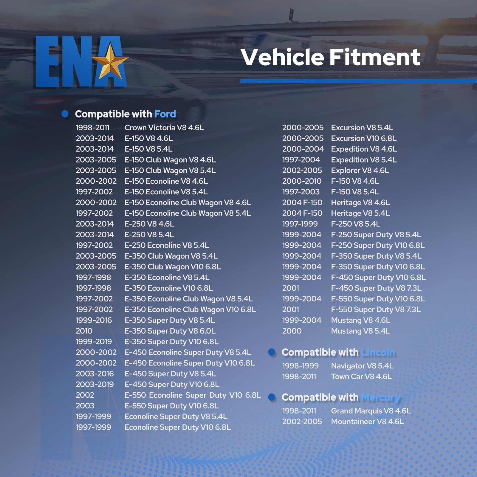 Ena Ignition Coil Pack Compatible With Ford Mercury F150 F250 E150 E350 Super Duty Lincoln Navigator Town Car Crown Victoria Exp
