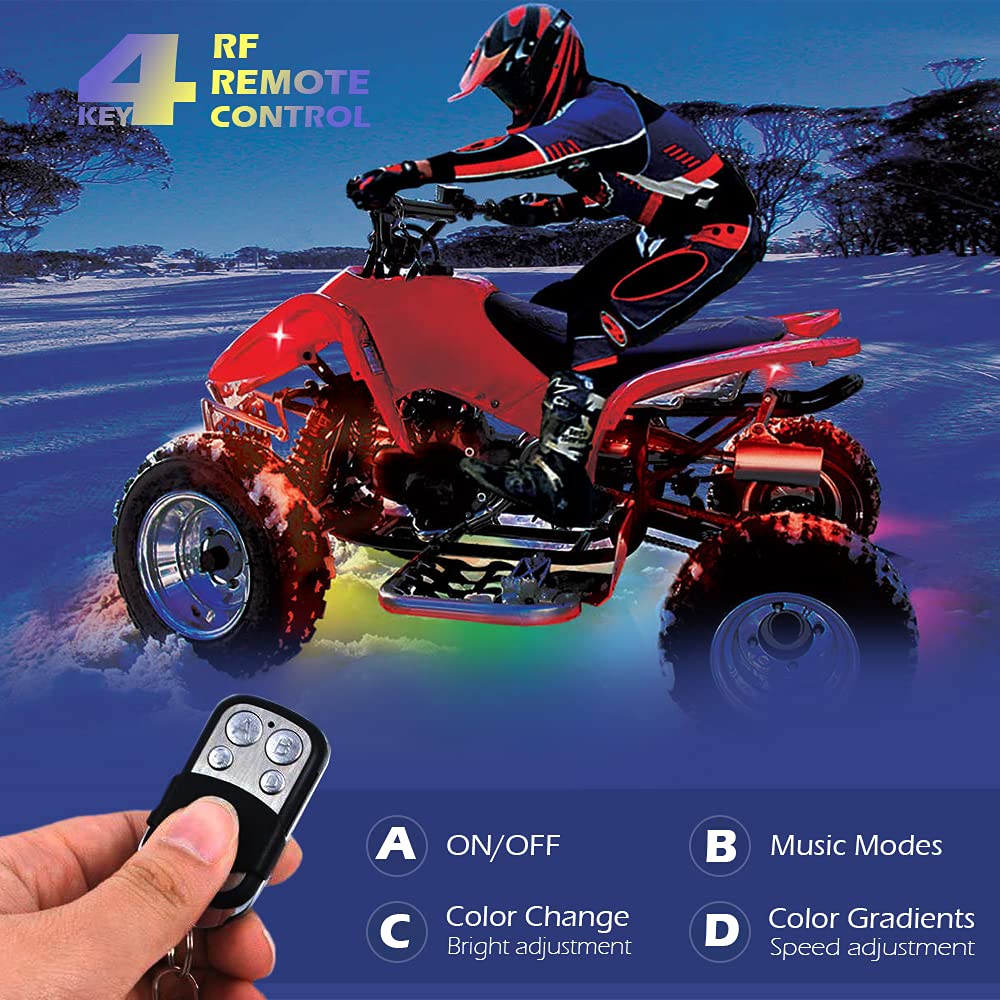 Shinight 18 Pcs Motorcycle Led Light Kits, App Control Multicolor Waterproof Motorcycle Led Strip Lights With Rf Remote, Music S