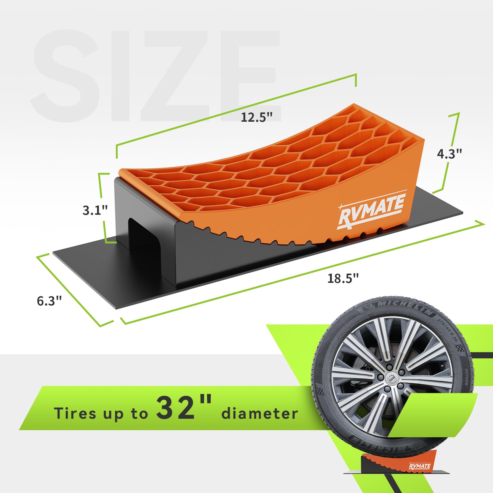 Rvmate Camper Levelers 8-Piece Kit Rv Leveling Blocks Camper Wheel Chocks Including Two Curved Levelers, Two Chocks, One Level A