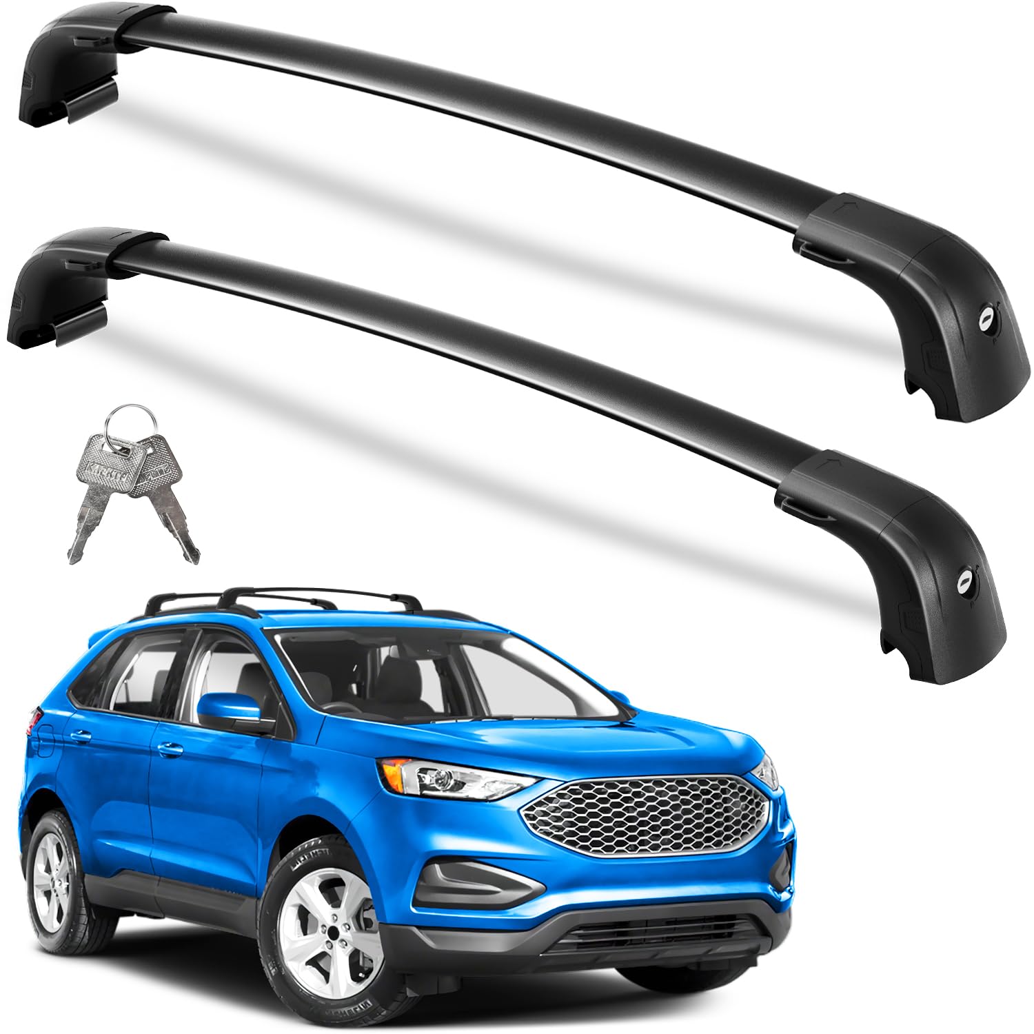 Wonderdriver Roof Rack Cross Bars 220lbs Compatible with Ford Edge 2015-2024,Heavy Duty Aluminum Lockable Roof Rails Crossbars C