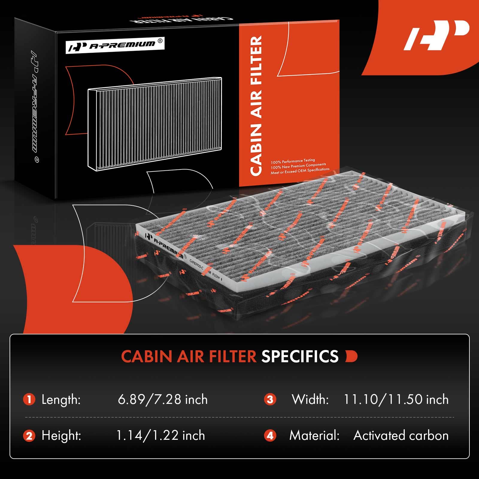 A-Premium Cabin Air Filter with Activated Carbon Compatible with Buick Allure, Century, LaCrosse, Regal & Chevrolet Impala, Mont