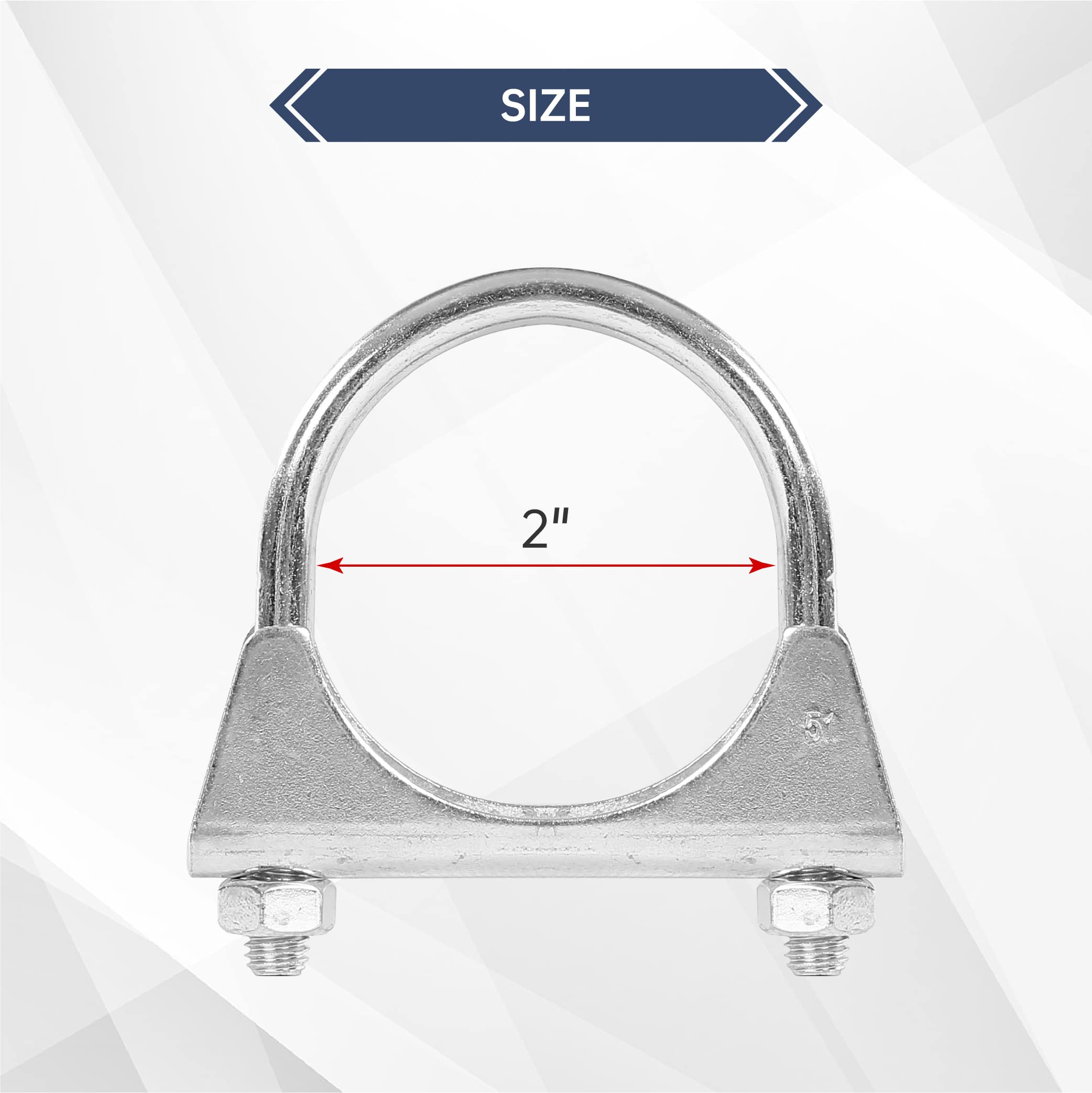 Batoneco 2'' U Bolt Clamp, Muffler Exhaust Clamps,2 Inch Saddle Style Heavy Duty Mild Steel(4-Pack)