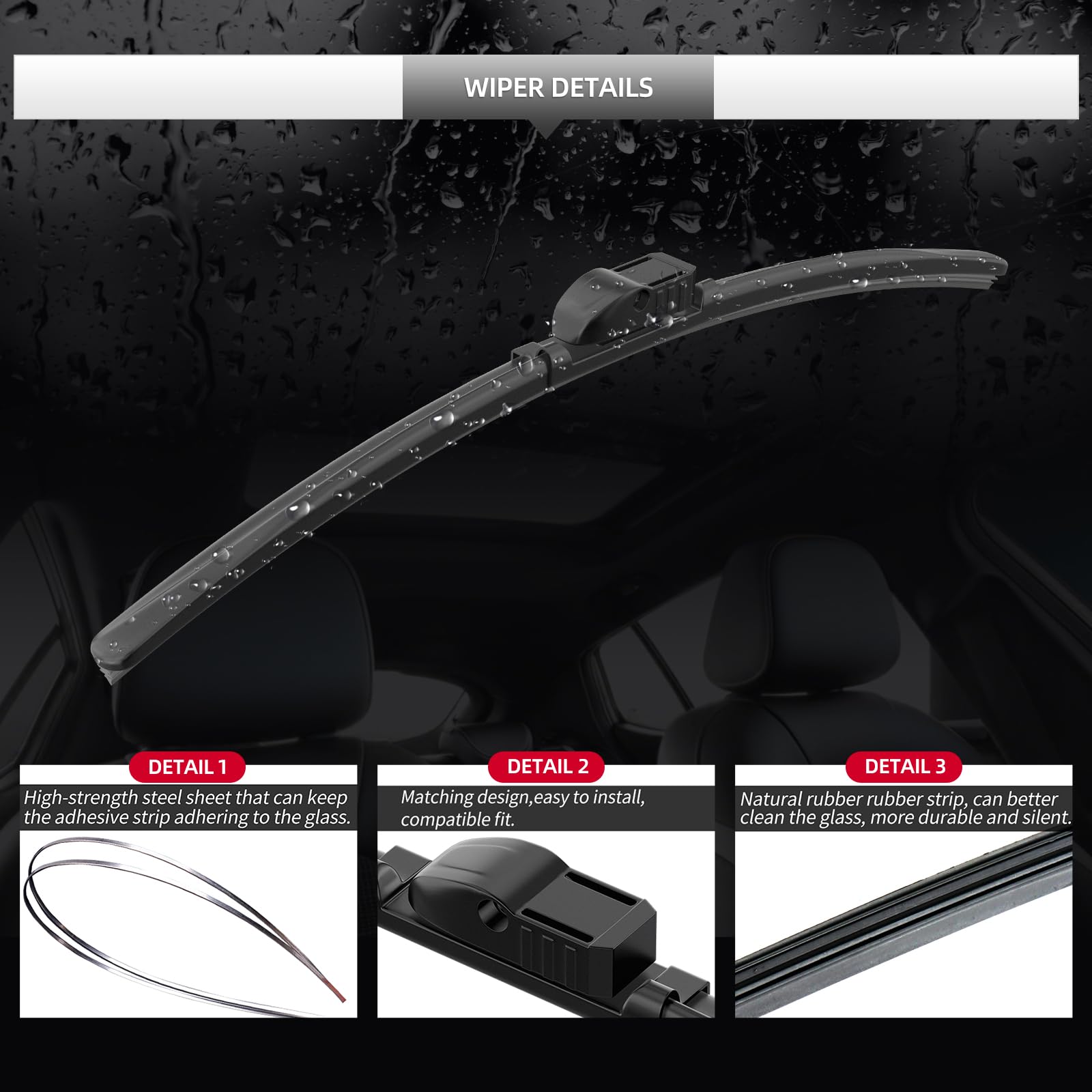 Gardimu Front And Rear Windshield Wiper Blades, 3 Pcs Front And Back Windshield Wipers Blades Replacement For Bmw X3 F25 2011-20