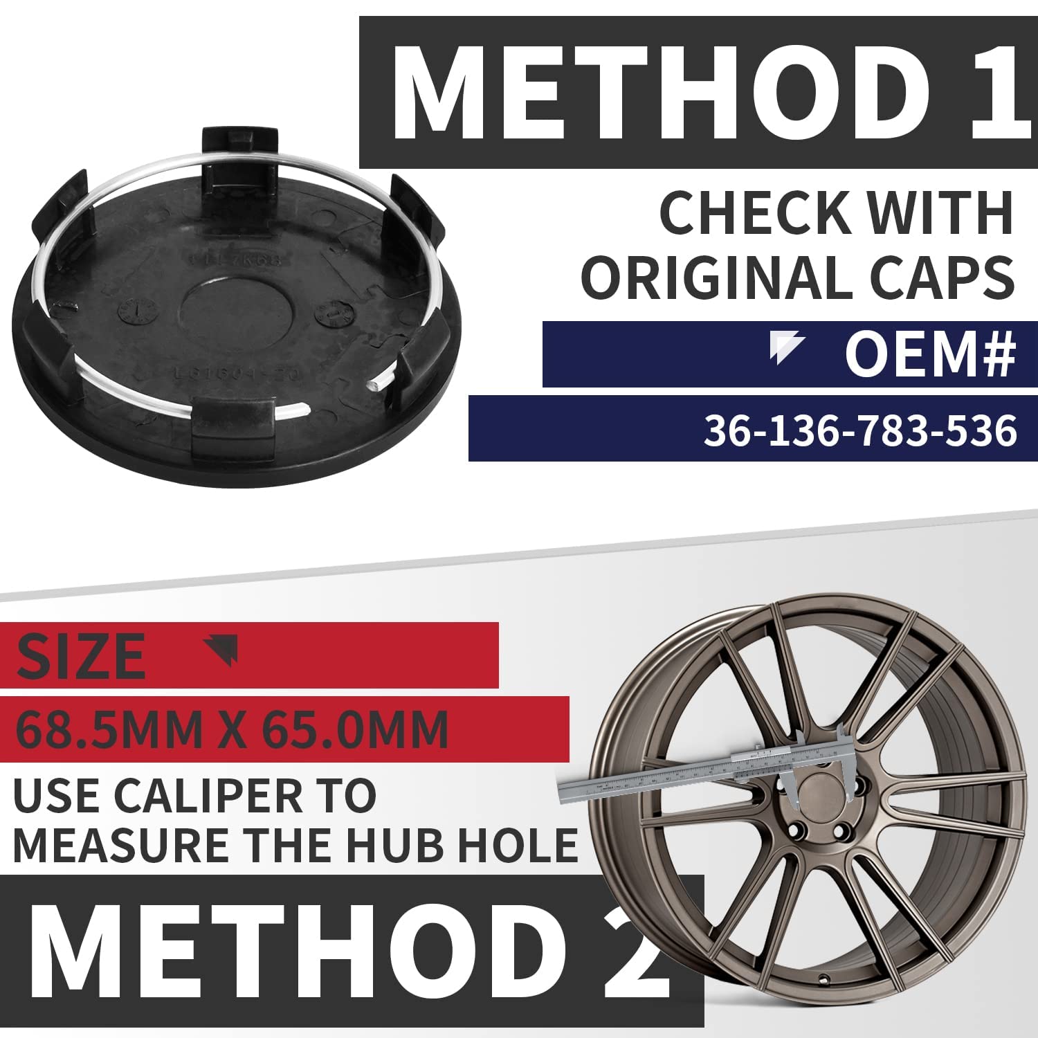 Kitspro 2.7Inch 68Mm Wheel Center Caps For Bmw 3 Series 4 Series 5 Series X Serires Z Series Rim Hub Caps 3613 6783 536 , Pack Of 4 (Matte Black, Outer 69Mm , Inner 65Mm)