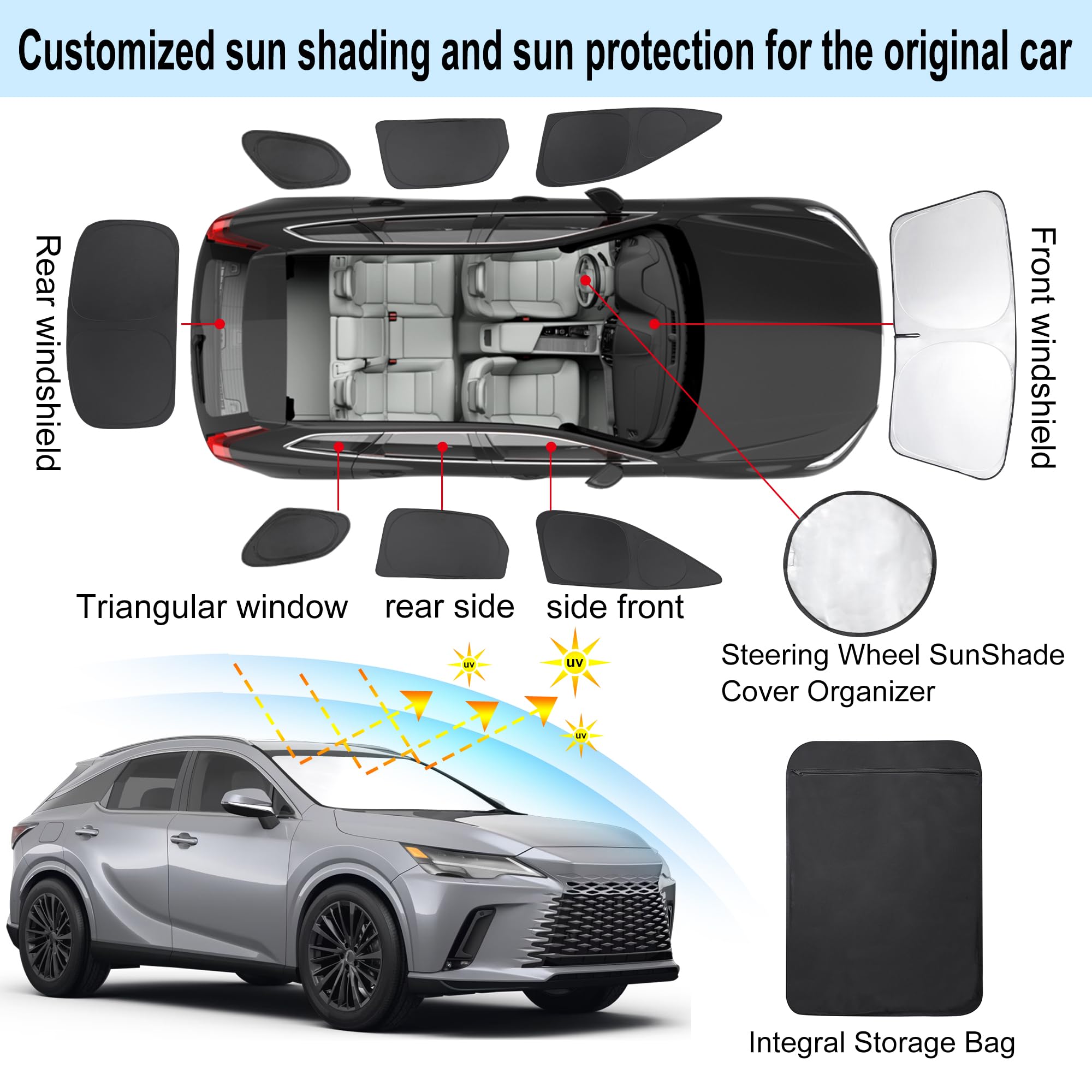 Tinglu Window Shades For Lexus Rx 2023 2024 2025 Accessories Car Side Full Windows Rear Triangular Windshield Sun Shade Sun Uv R