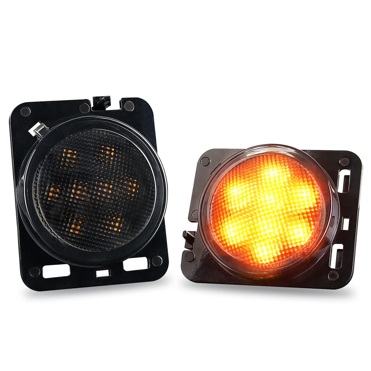 Pxpart Smoke Lens Led Side Marker Front Fender Amber Turn Signal Parking Lights For Jeep Wrangler 2007-2017