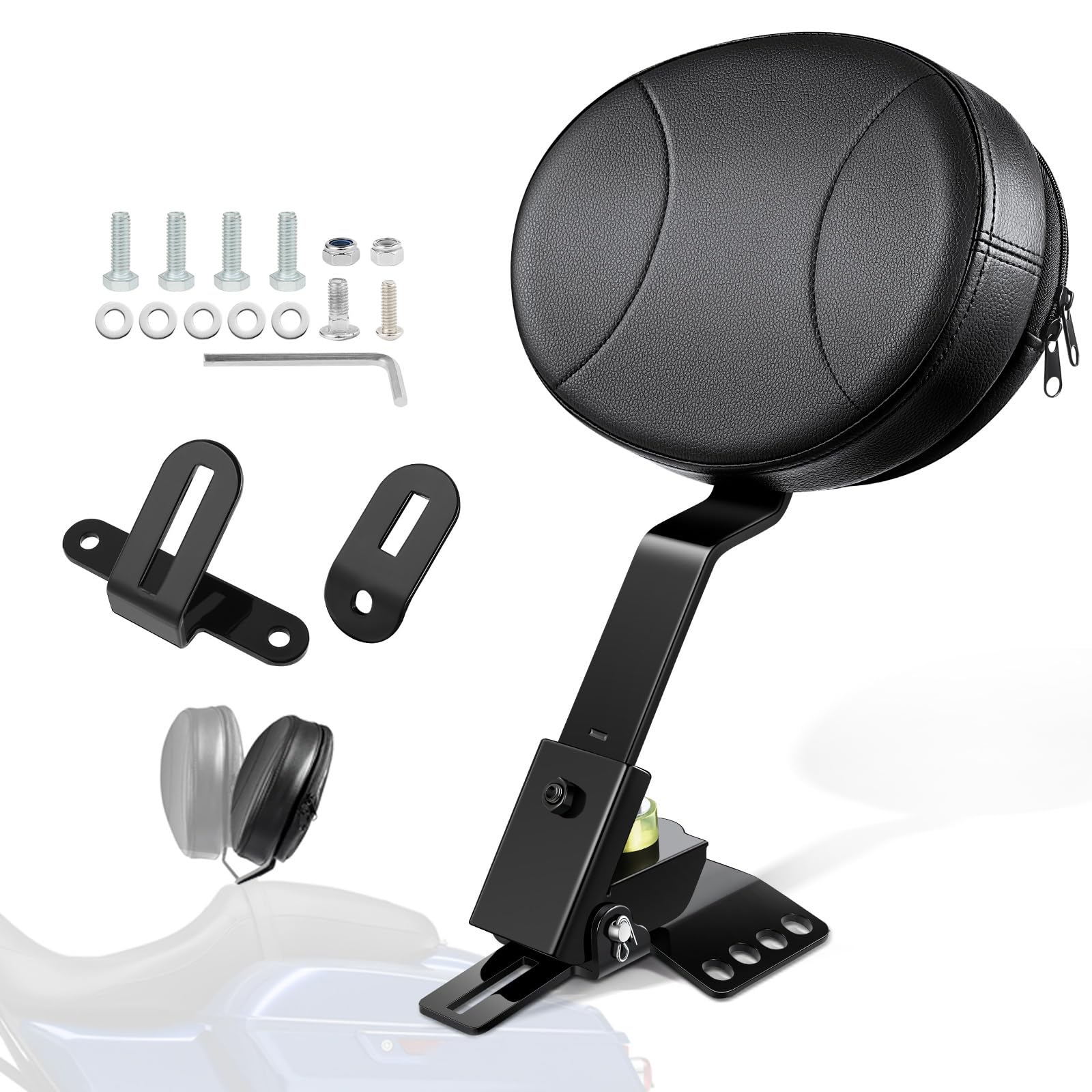 Benlari Adjustable Driver Backrest Rider Backrest Plug-In Backrest Compatible for Harley Davidson Touring Street Glide Road Glid