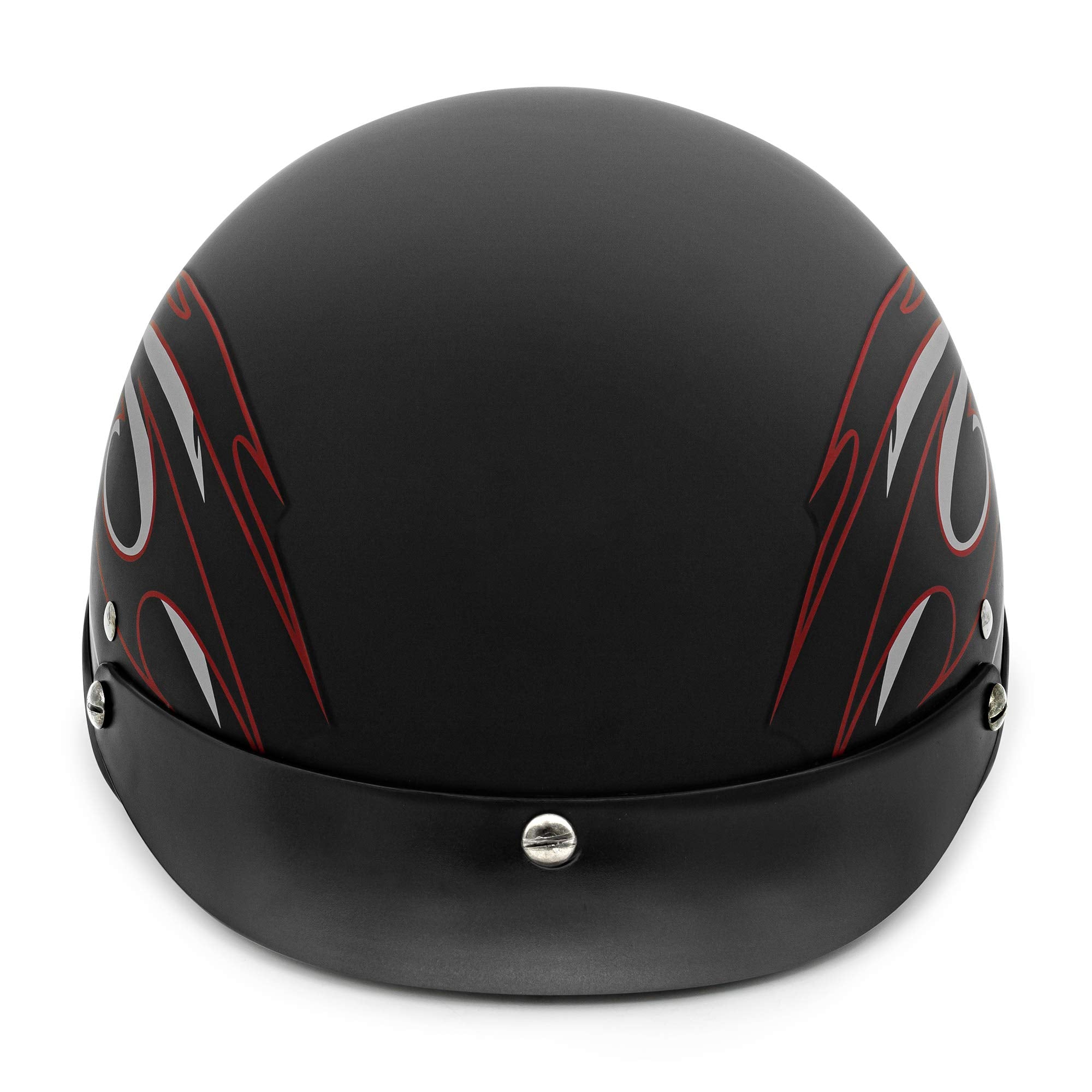 Vcan Cruiser Solid Flat Black Half Face Motorcycle Helmet (Red Blade, Xx-Large)