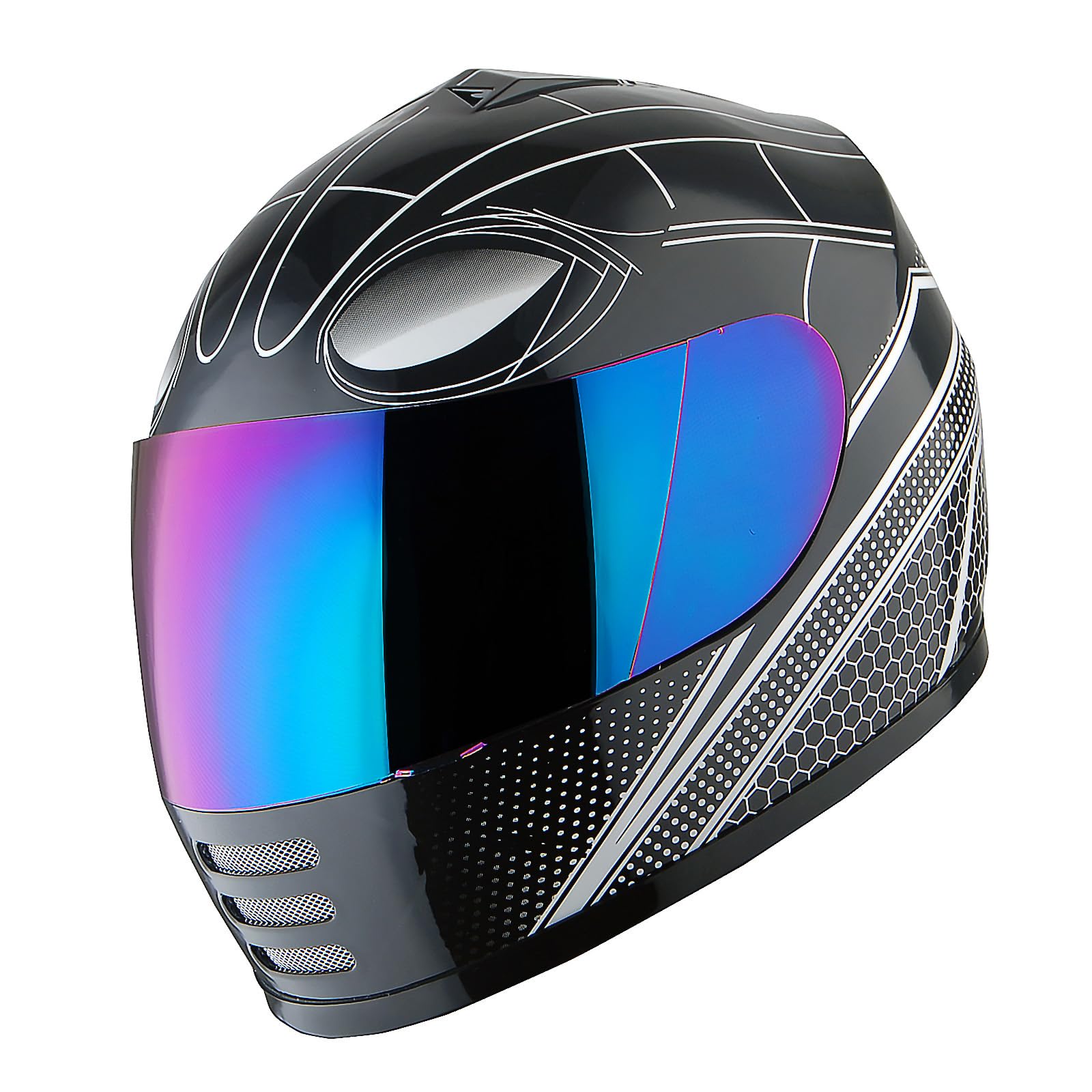 Wow Youth Motorcycle Full Face Helmet Street Bike Bmx Mx Kids Spider All Black + Mx Skeleton Glove Bundle