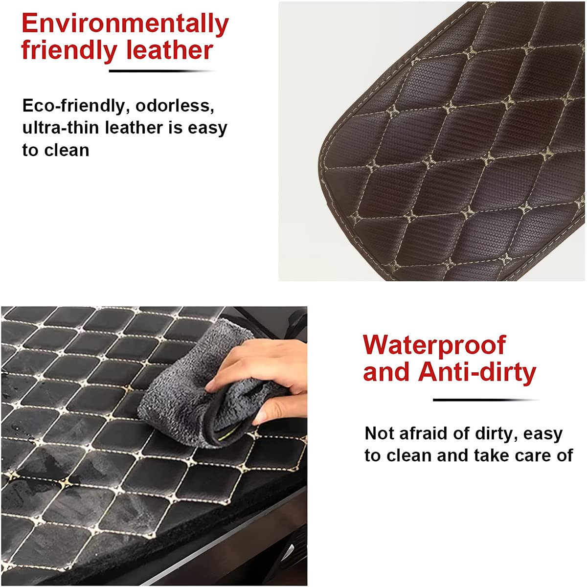 Auto Center Console Pad, Pu Leather Car Armrest Seat Box Cover, Waterproof Center Console Box Cushion, Non Slip Soft Vehicle Armrest Protector, Car Accessories For Suv, Truck, Car (Deep Brown)