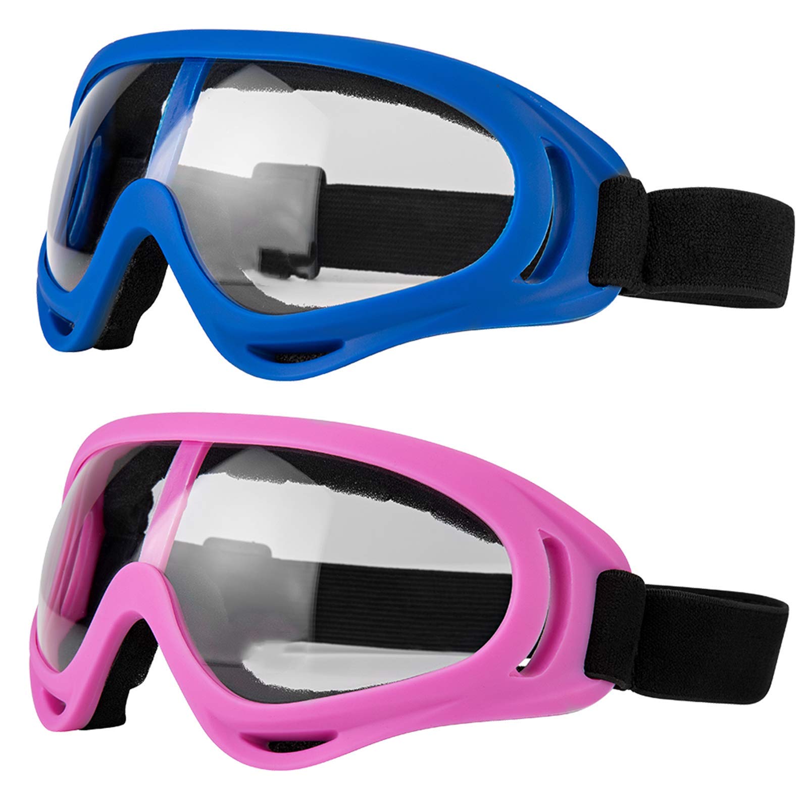 Ljdj Motorcycle Goggles - Glasses Set Of 2 Transparent Lenses Dirt Bike Atv Motocross Anti-Uv Adjustable Riding Offroad Protecti