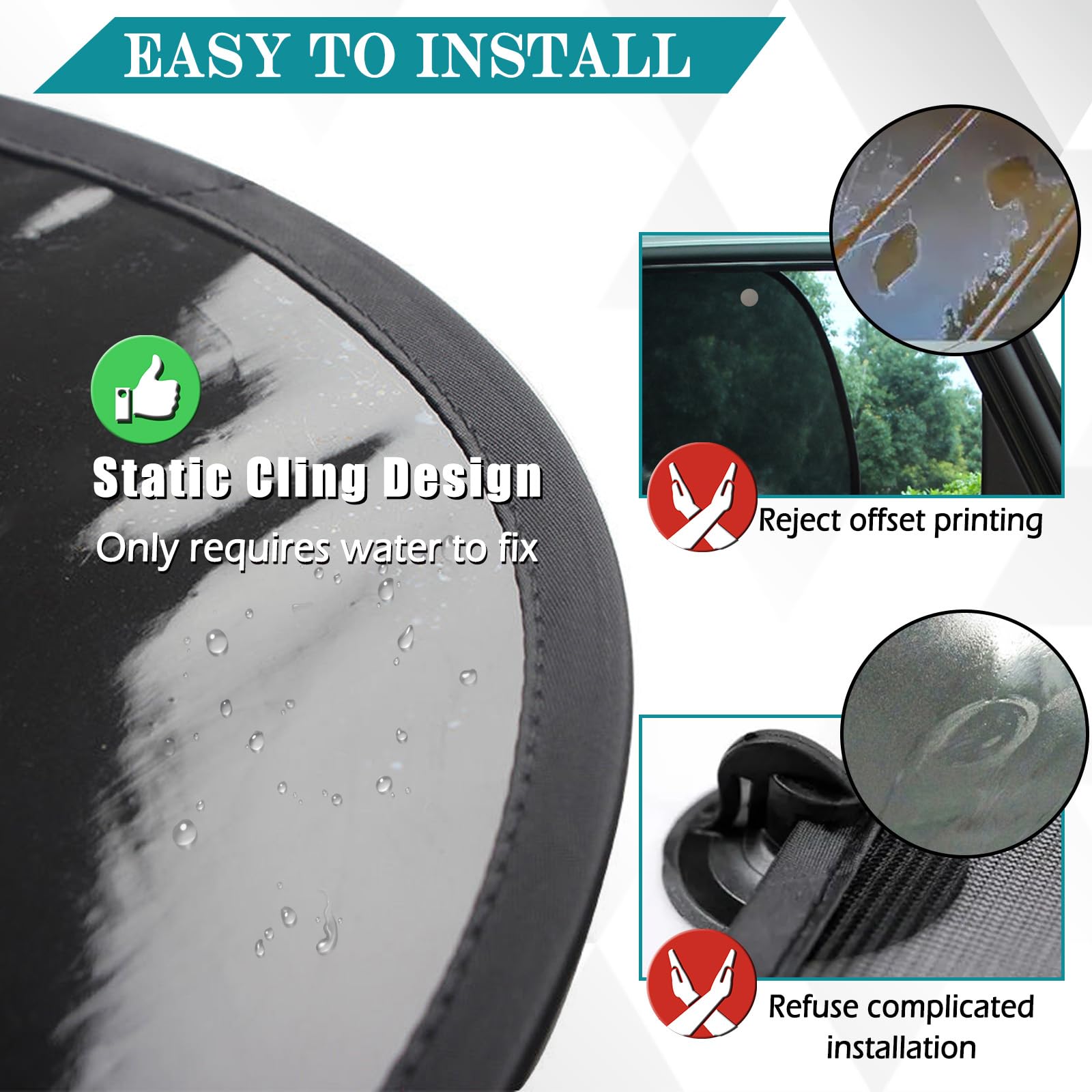 IC ICLOVER Mini Car Sun Shade for Driver (2 Pcs), Static Cling Sun Visor for Safe Driving, Glare Protection/Block Harmful UV Ray