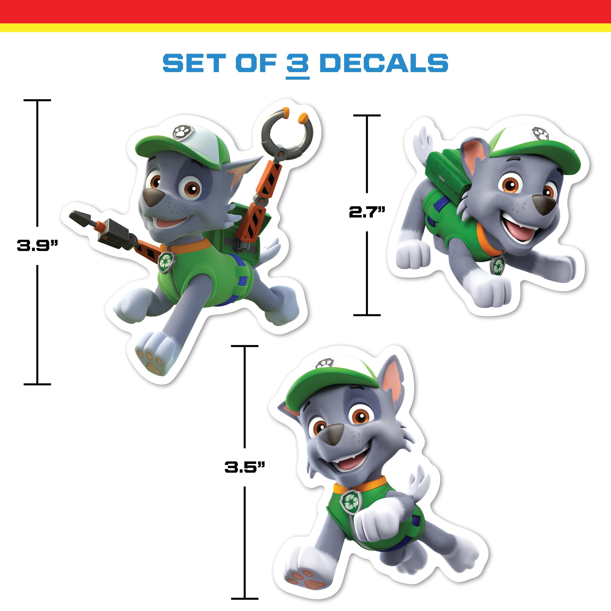 Paw Patrol Rocky Decals - Set Of 3 Vinyl Stickers For Kids And Adults - Vinyl Decals For Laptop, Tumbler, Water Bottle, Vehicles