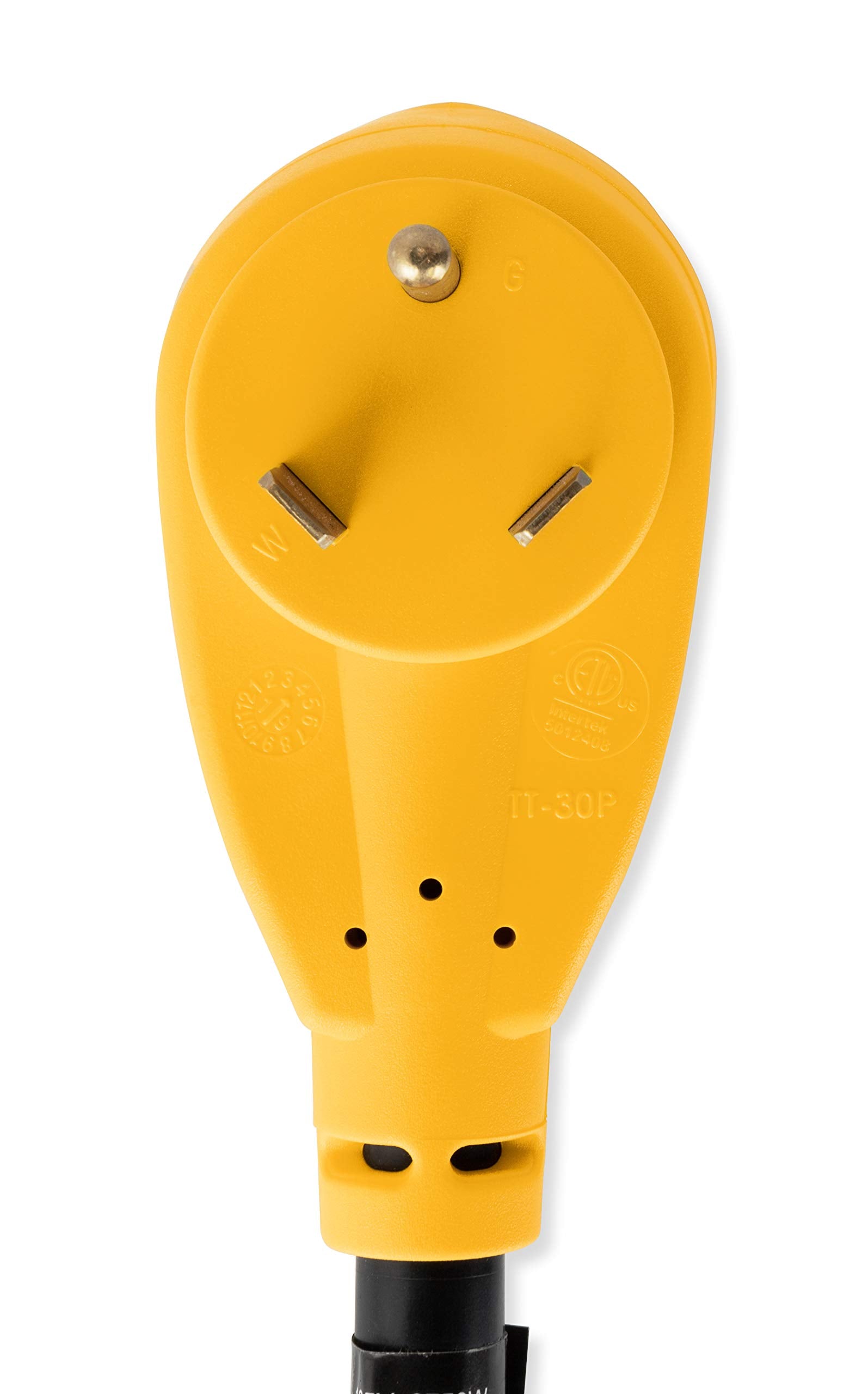 Camco 12 PowerGrip Dogbone Electrical Adapter with Handle | 30 amp Male to 15 amp Female (55155)