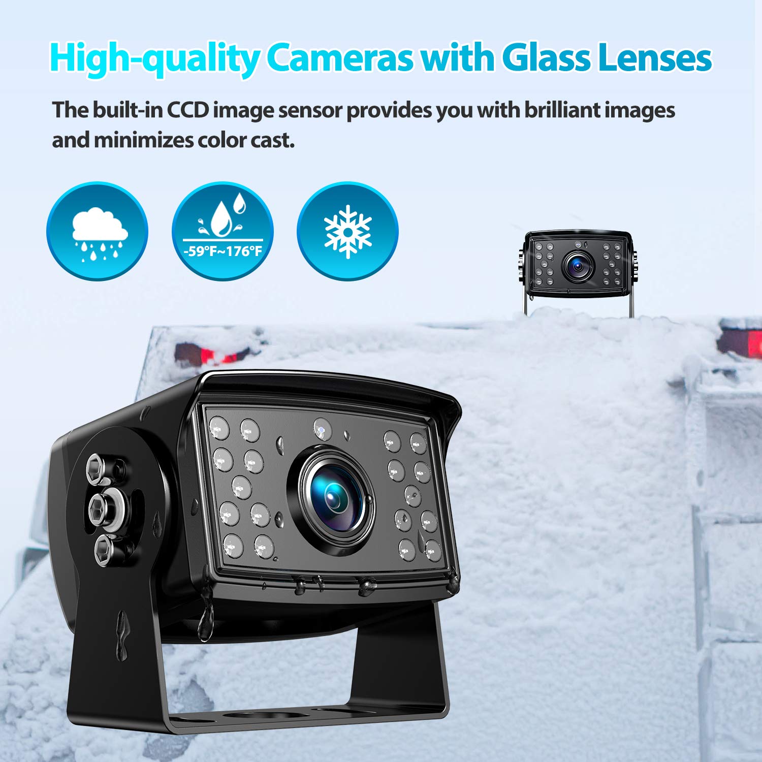 Fookoo ? 10'' 1080P Wired Backup Camera System,10-Inch Hd Dual Split Screen Monitor With Recording Ip69 Waterproof Rear View Cam