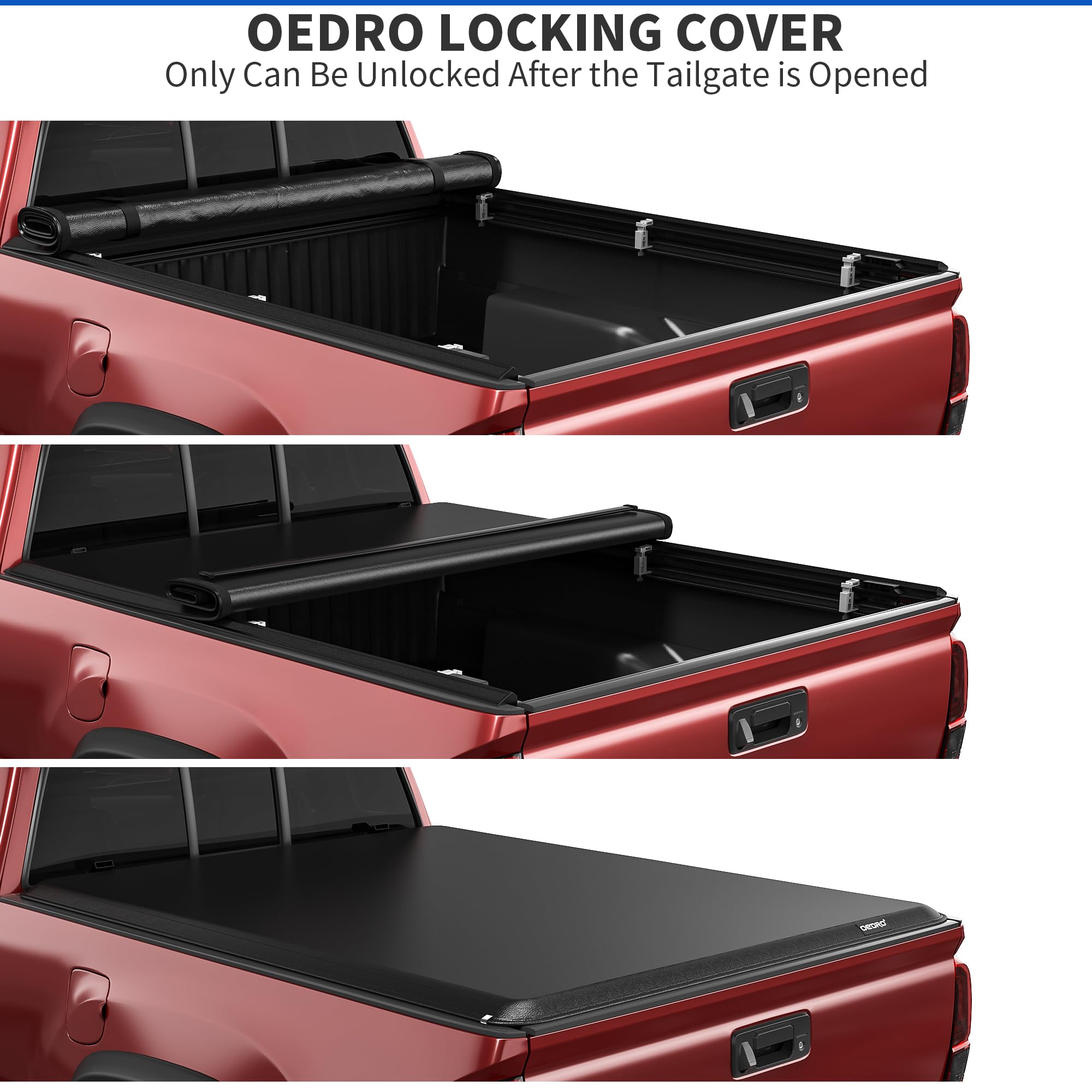 OEDRO Roll Up Soft Truck Bed Tonneau Cover Compatible with 2002-2023 Dodge Ram 1500, 2003-2025 Dodge Ram 2500 3500 8ft Bed w/o R