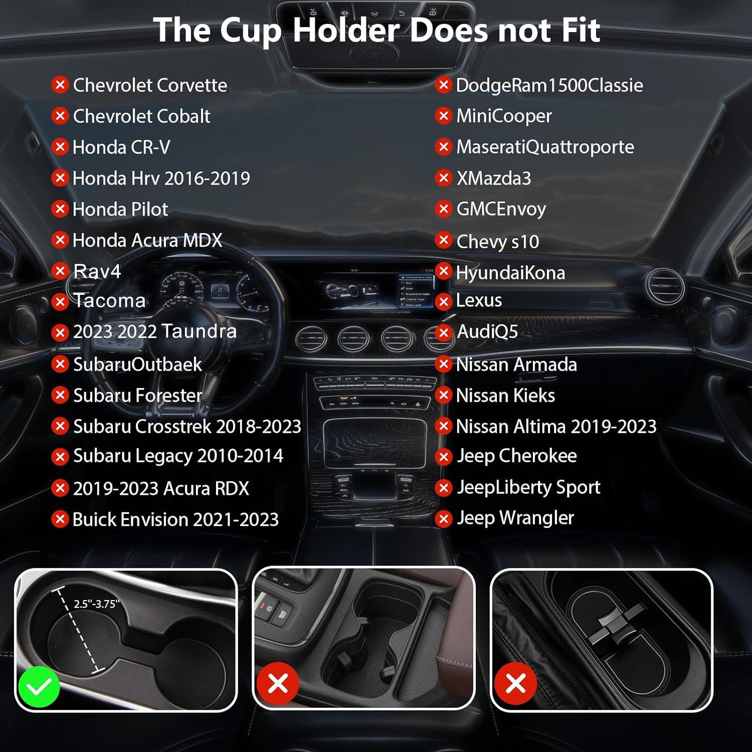 Car Cup Holder Expander Adapter Adjustable Base, Narundren Compatible For Yeti 20/26/30 Oz Hydro Flasks Large 32/40Oz, Fits Most