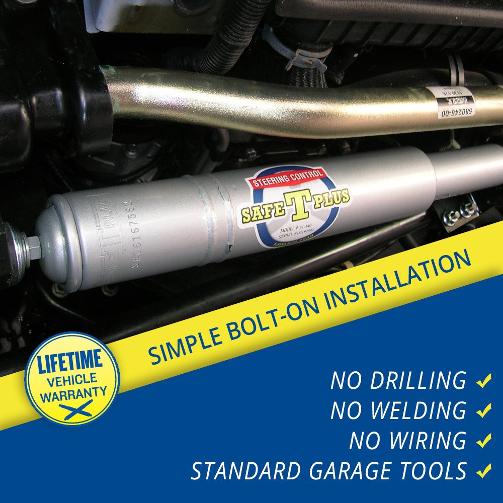 Safe-T-Plus Rv Steering Stabilizer 31-140 Silver (Rv Steering Stabilizer, Rv Steering Control, Rv Safety, Truck Steering Stabili