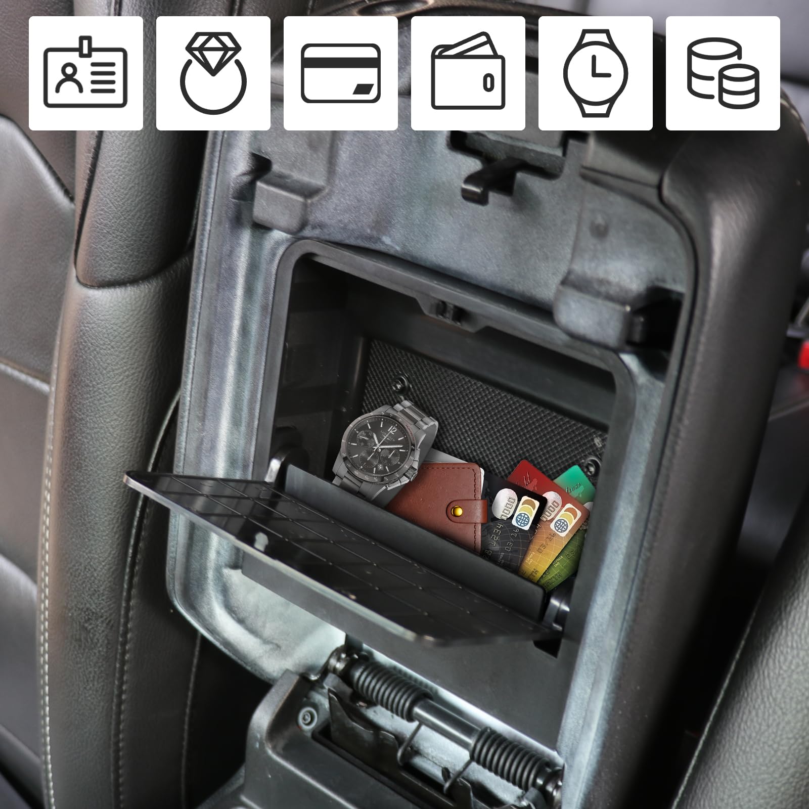Jhd-Togo For Jeep Wrangler Jl One-Touch Hidden Storage Console Box,Center Console Hidden Storage Box For 2018-2024 Jeep Wrangler