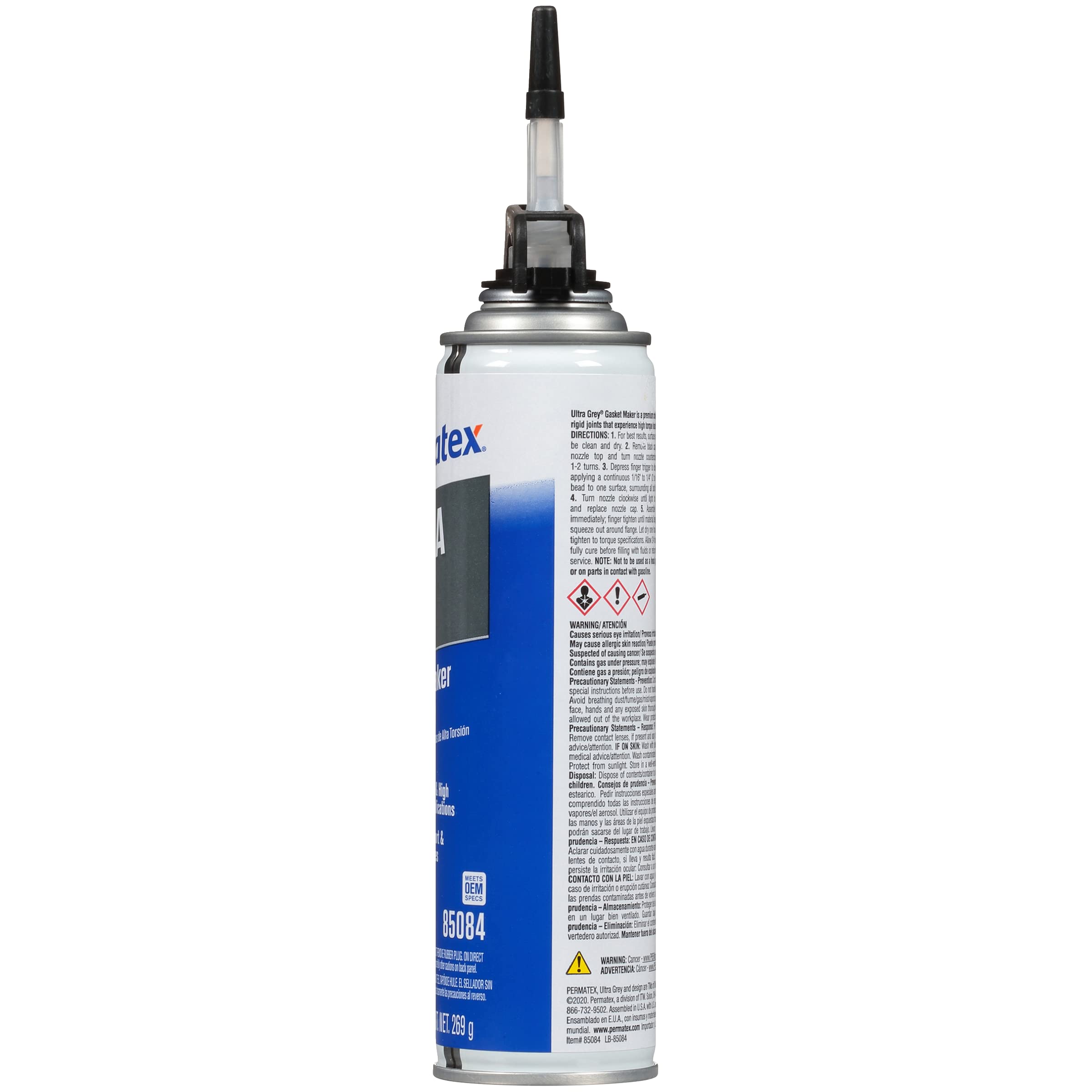 Permatex 85084 Ultra Grey RTV Silicone Gasket Maker, 9.5 oz, Sensor Safe, High-Torque, Non-Corrosive, Vibration Resistant