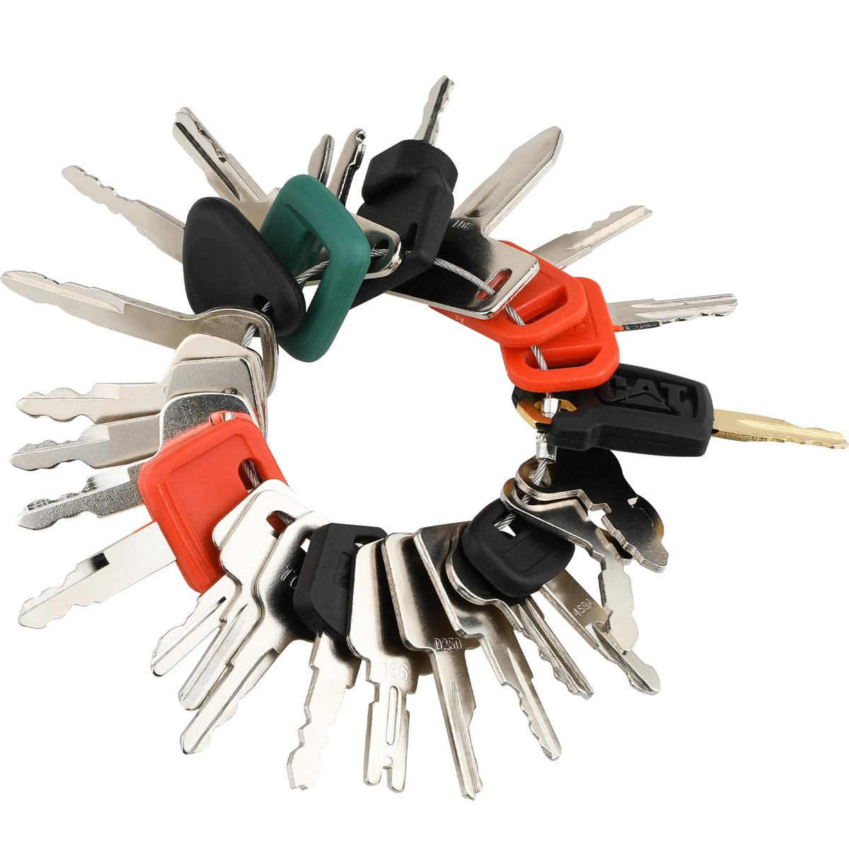 25 Heavy Equipment Keys, Master Key Set For Cat Caterpillar John Deere Case Bobcat Jlg Jcb Volvo Hyster Ford New Holland Yanmar Takeuchi Kubota Komatsu Construction Heavy Equipment Machine