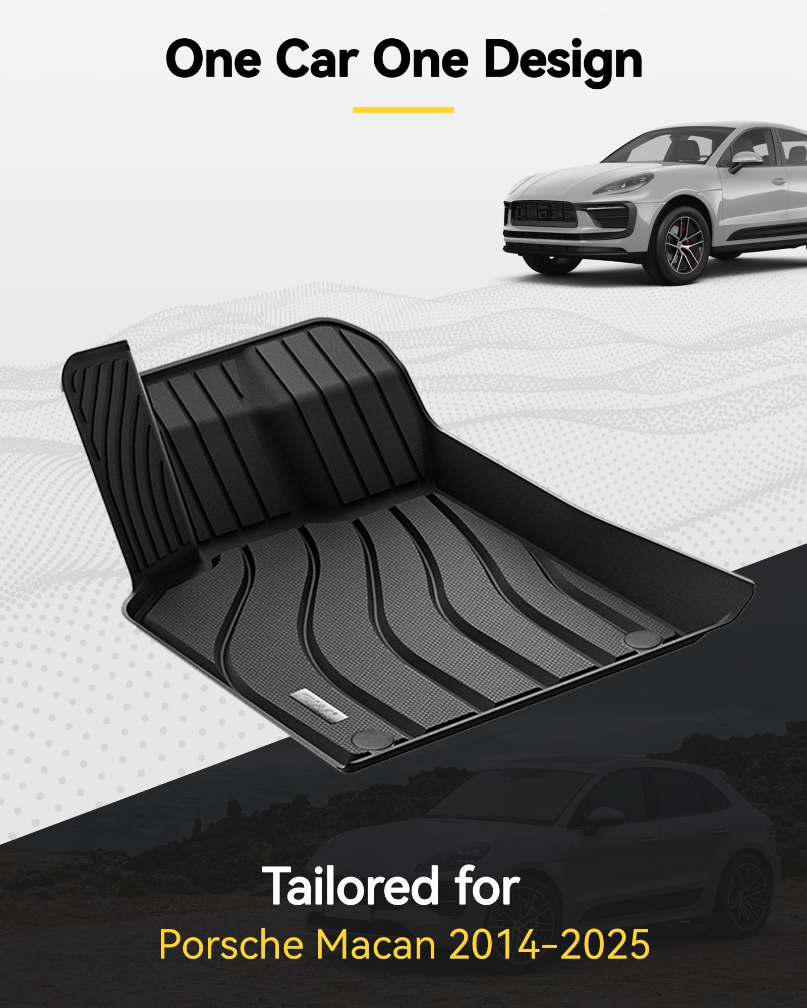 3W Floor Mats & Cargo Liner For Porsche Macan 2014-2025 Tpe All Weather Custom Fit Floor Liner For Macan Full Set Car Liner Blac